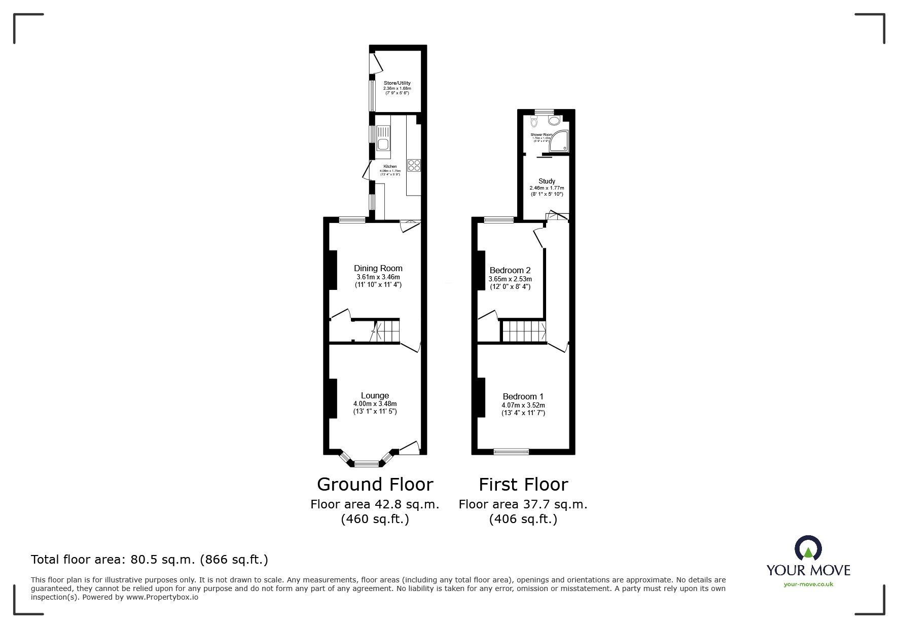 Floorplan of 2 bedroom Mid Terrace House for sale, Fosse Road North, Leicester, Leicestershire, LE3