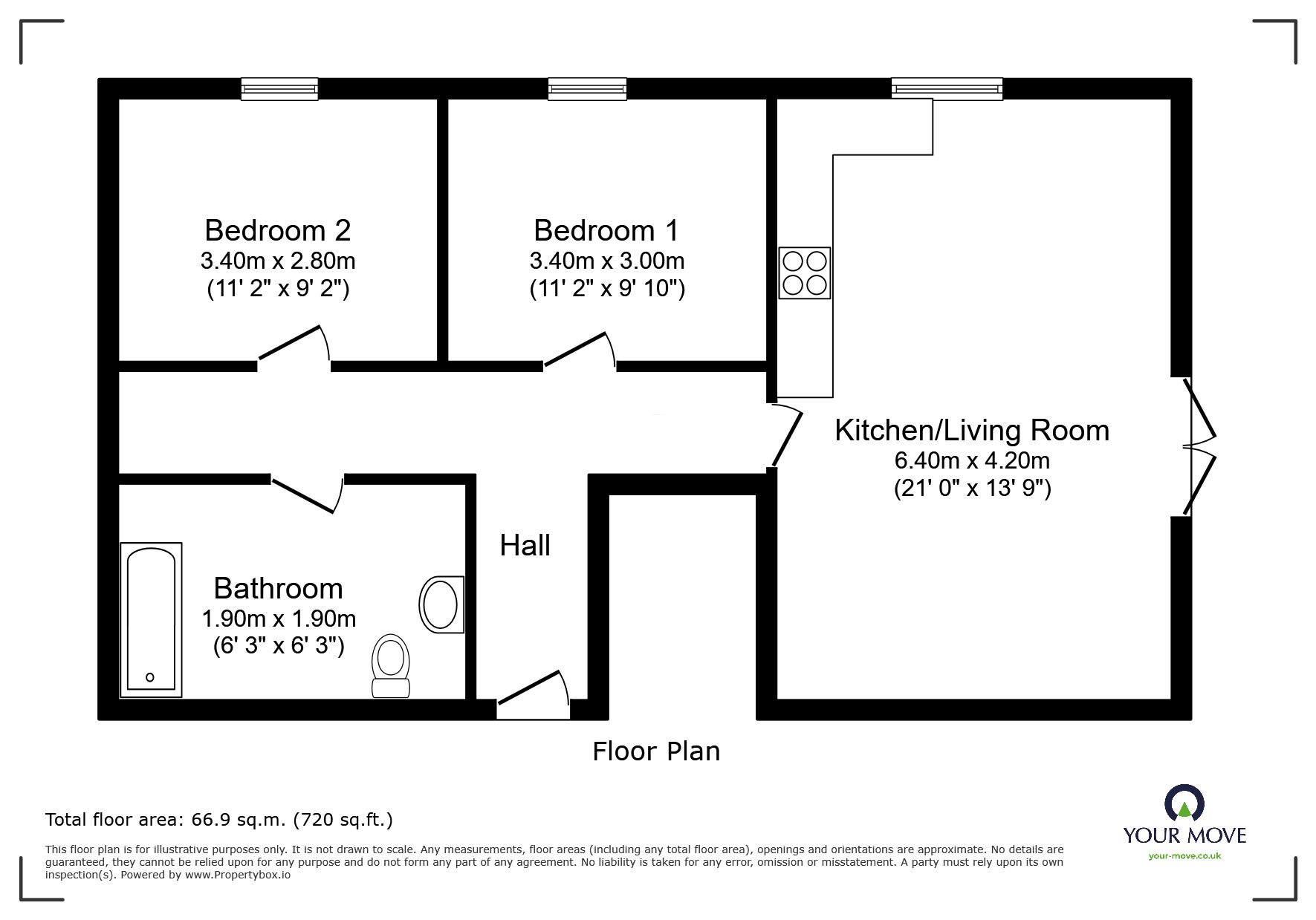 Floorplan of 2 bedroom Flat to rent, Wimbledon Street, Leicester, Leicestershire, LE1