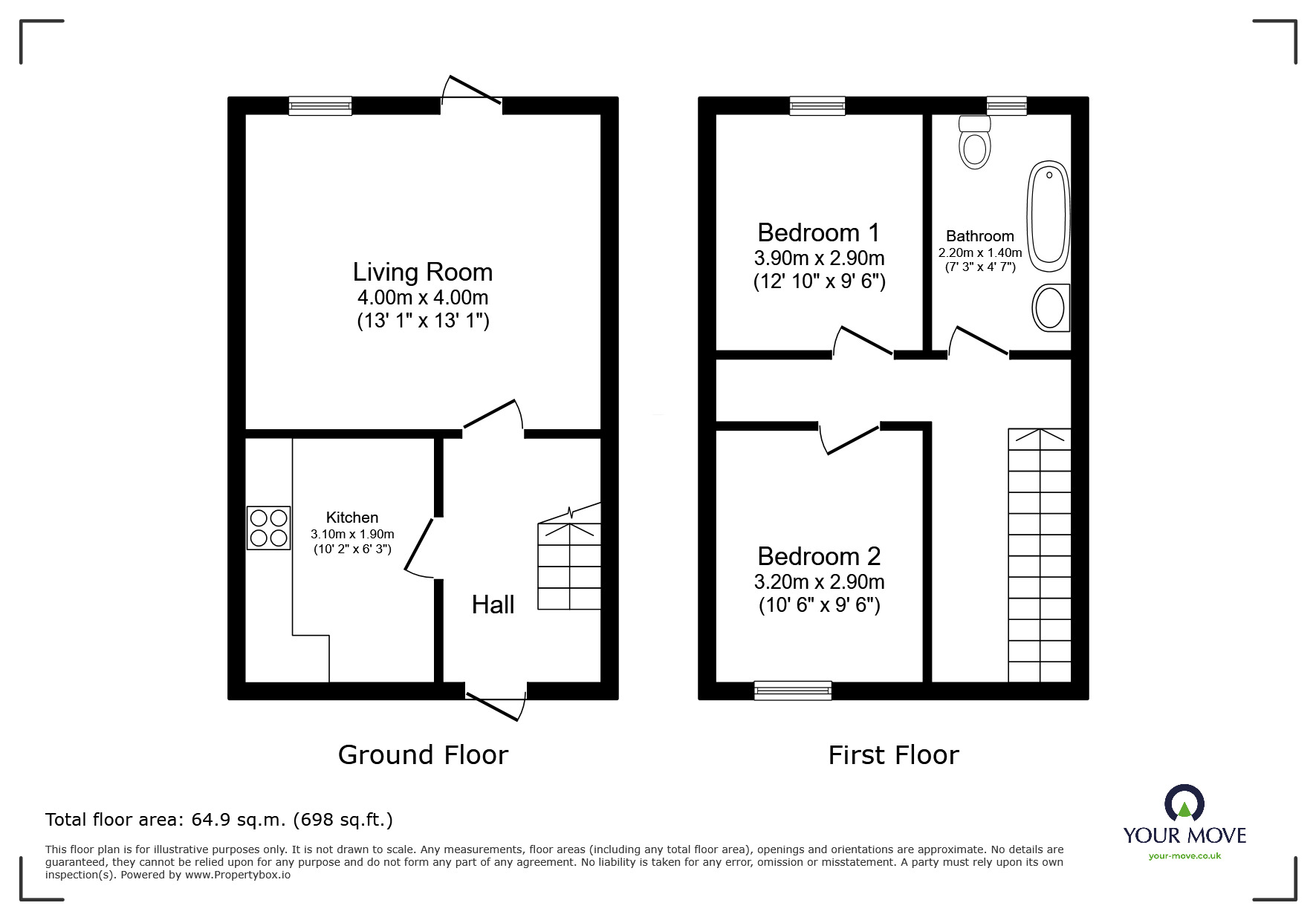 Floorplan of 2 bedroom Mid Terrace House to rent, Bewicke Road, Leicester, Leicestershire, LE3