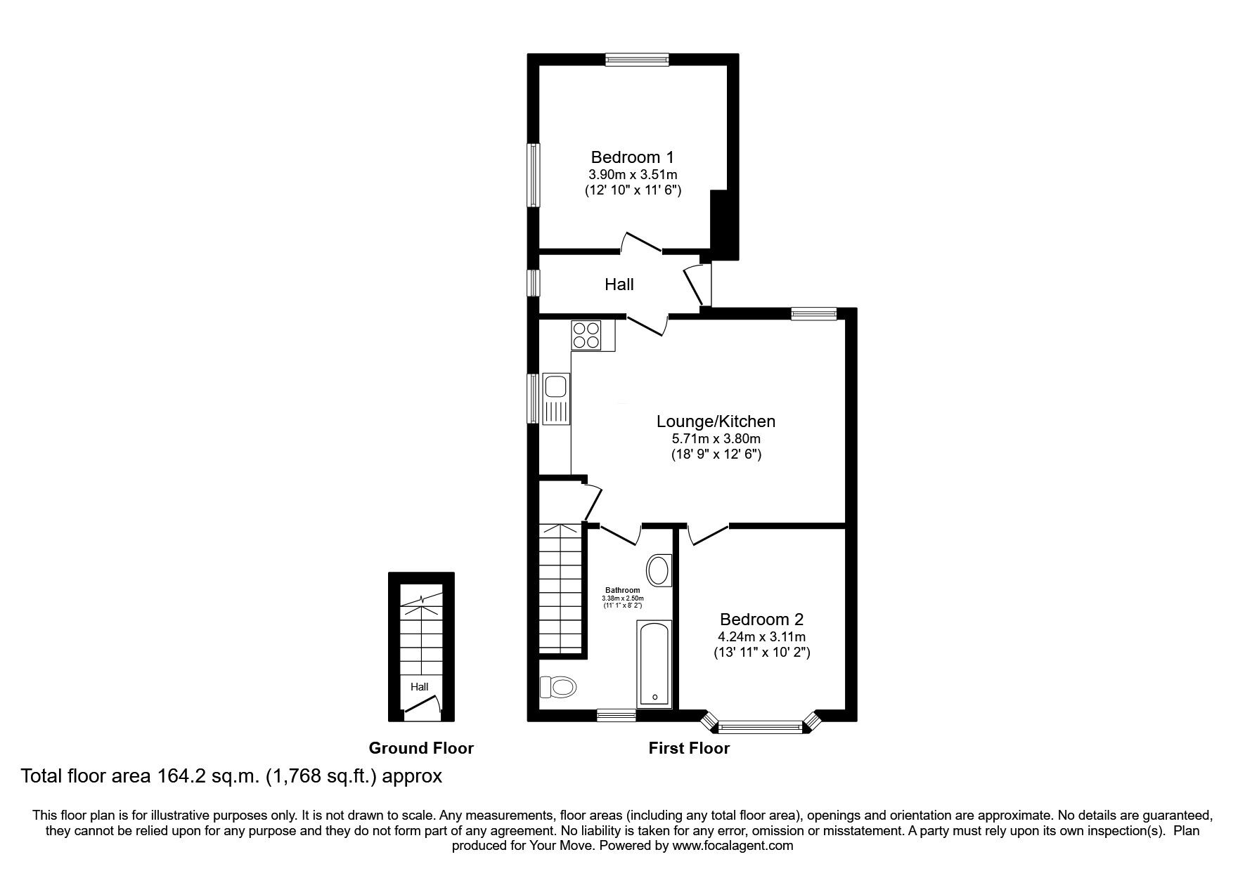 Floorplan of 2 bedroom Flat for sale, Leicester Road, Enderby, Leicestershire, LE19