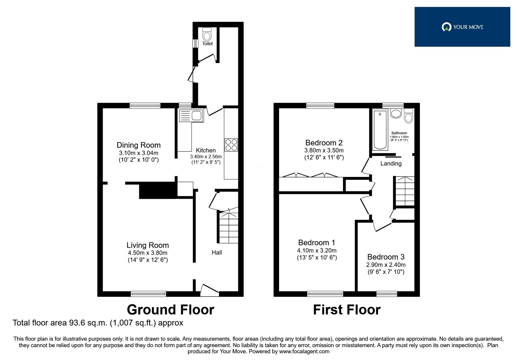 Floorplan of 3 bedroom End Terrace House for sale, Whitteney Drive North, Leicester, Leicestershire, LE2