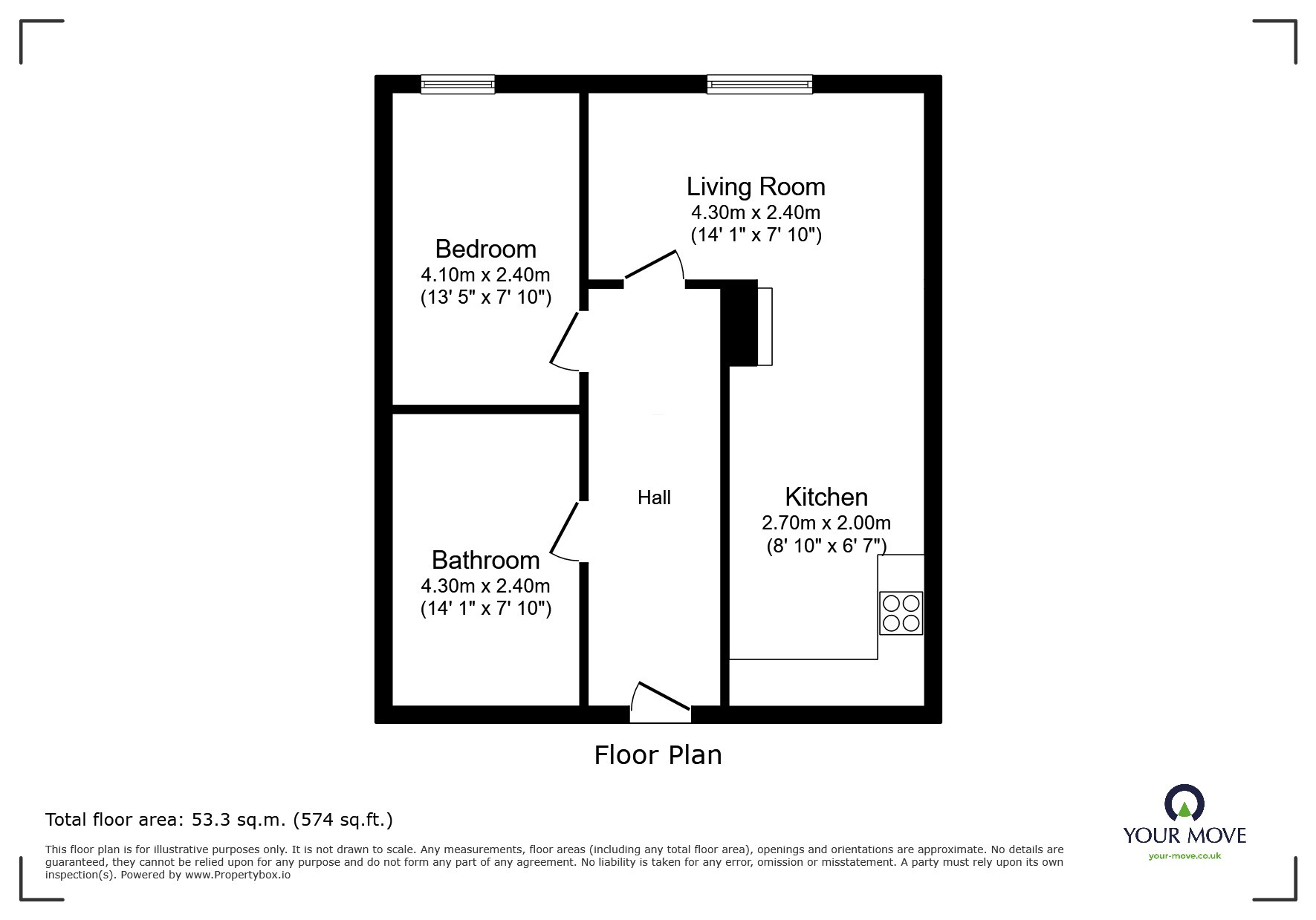 Floorplan of 1 bedroom Flat to rent, Bradshaw House, Leicester, Leicestershire, LE1