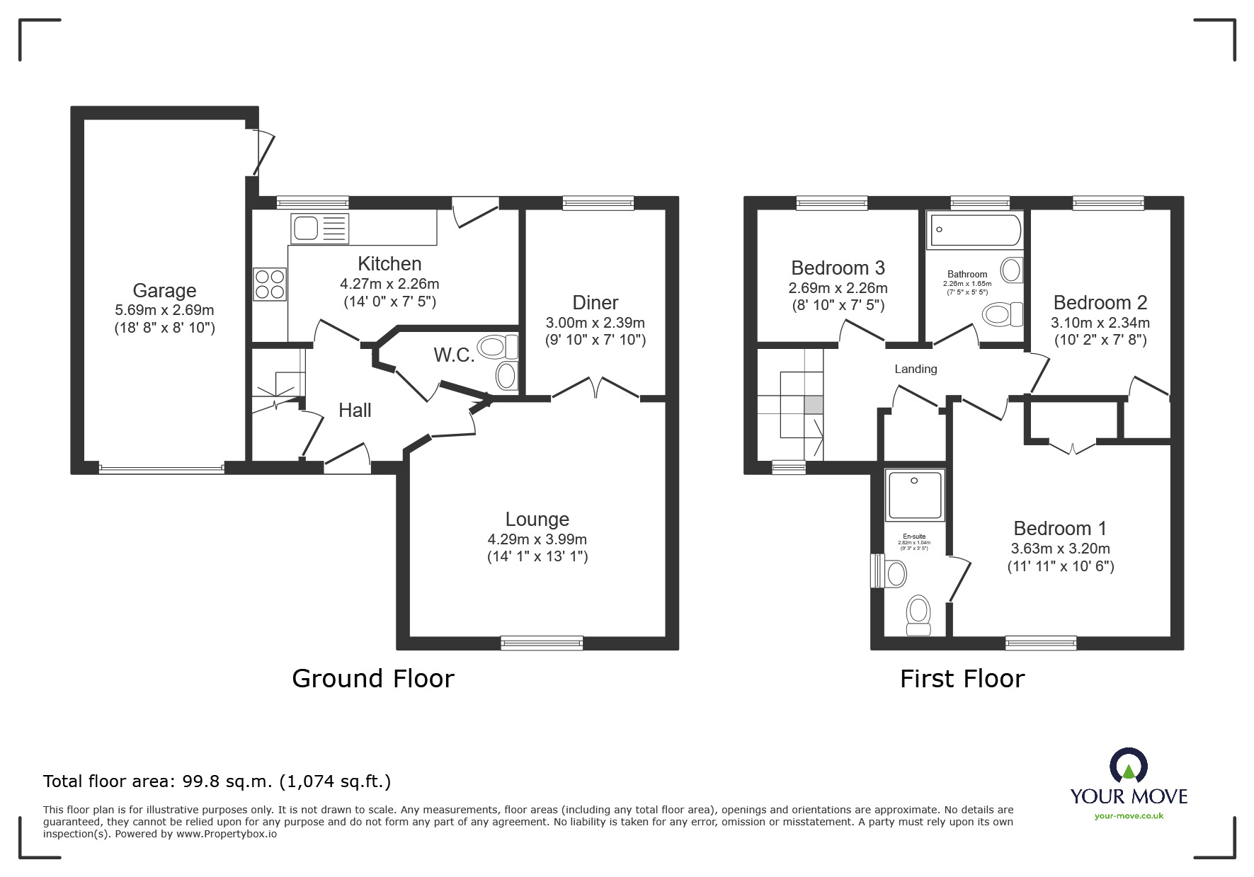 Floorplan of 3 bedroom Detached House for sale, Whitebeam Road, Oadby, Leicester, LE2