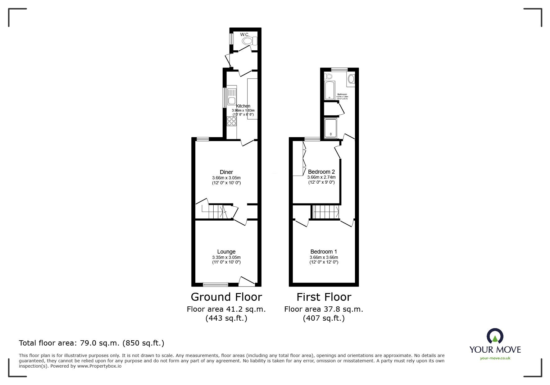 Floorplan of 2 bedroom Mid Terrace House for sale, Tyrrell Street, Leicester, LE3