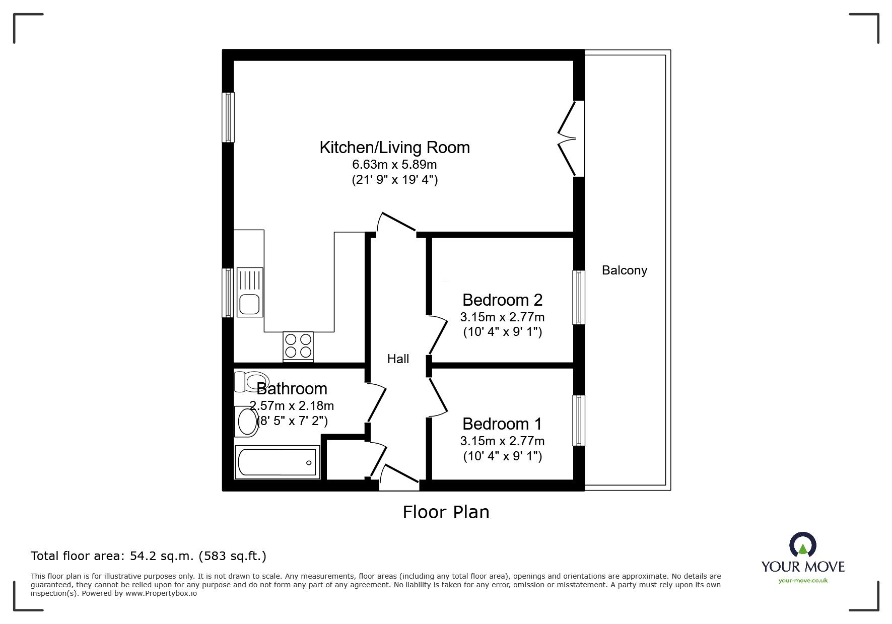 Floorplan of 2 bedroom Flat for sale, Beagle Close, Leicester, Leicestershire, LE4