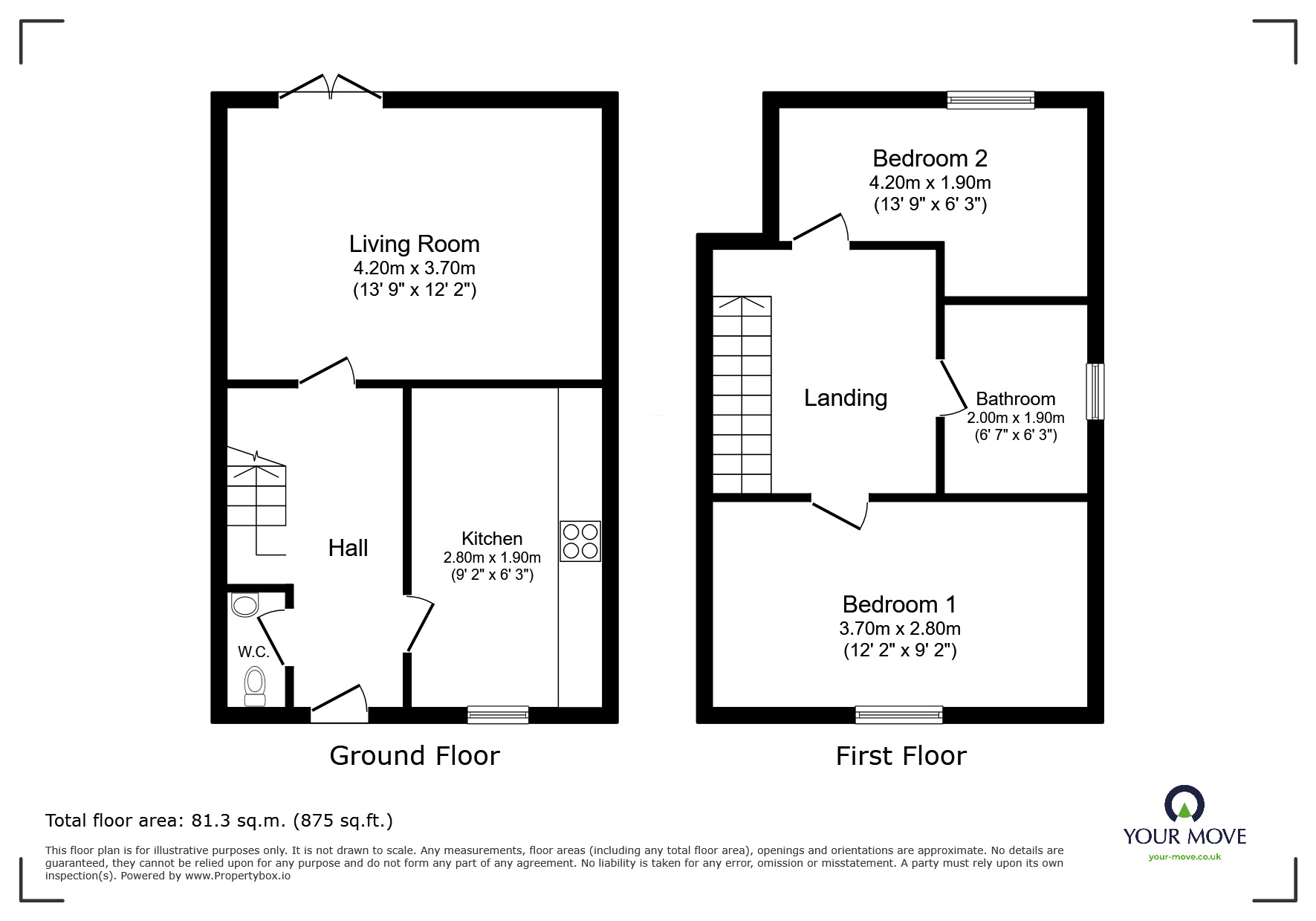 Floorplan of 2 bedroom End Terrace House to rent, Becks Close, Birstall, Leicestershire, LE4