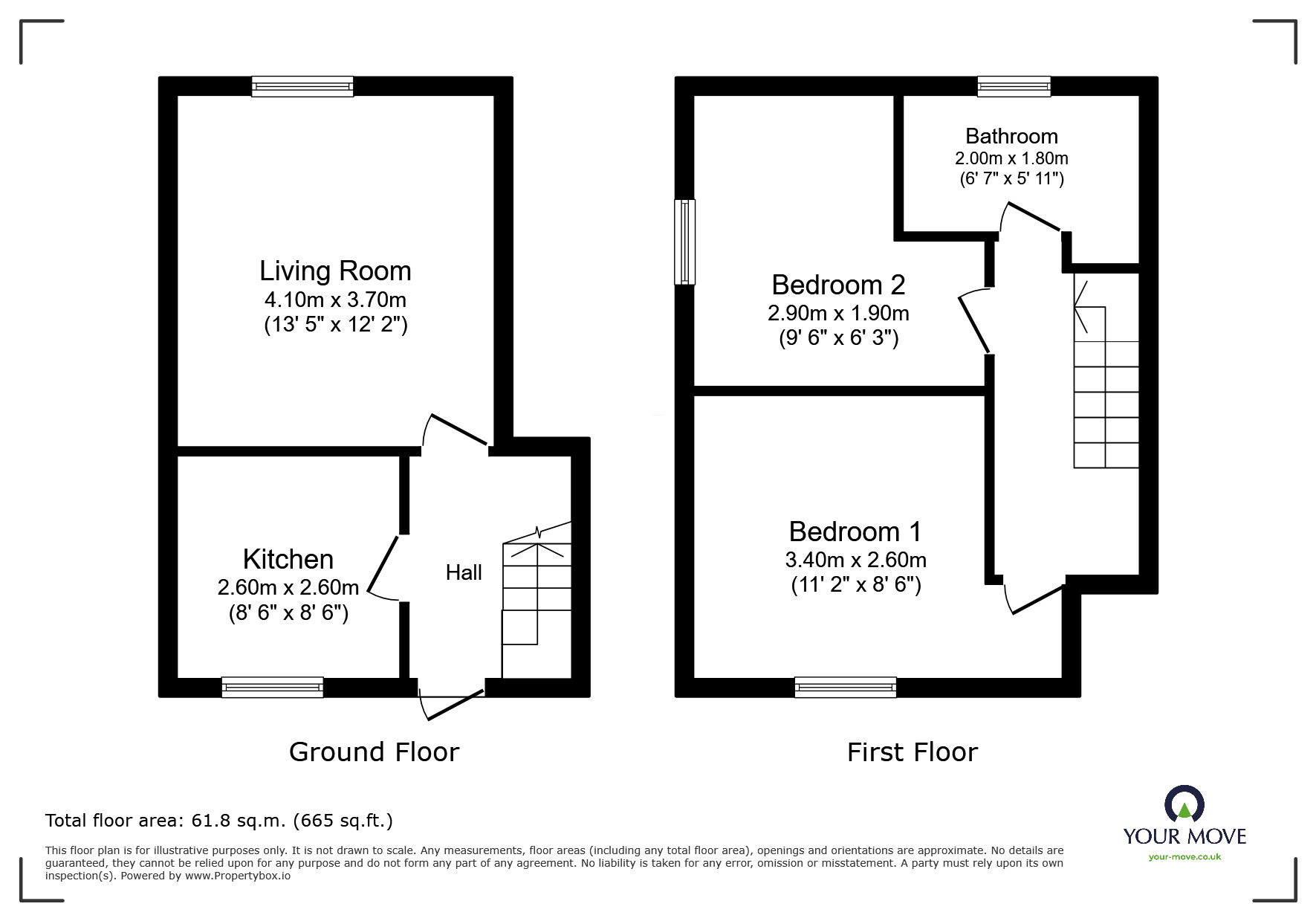 Floorplan of 2 bedroom Mid Terrace House to rent, Forge Close, Fleckney, Leicestershire, LE8