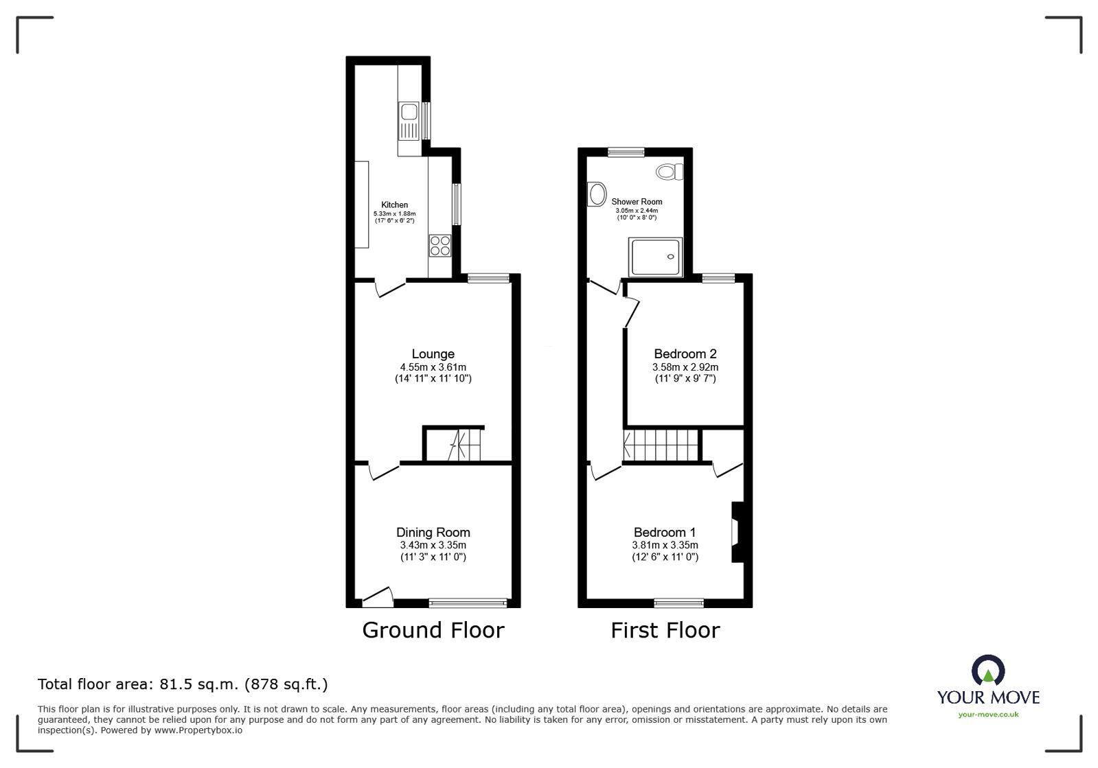 Floorplan of 2 bedroom Mid Terrace House for sale, Dunton Street, Leicester, Leicestershire, LE3