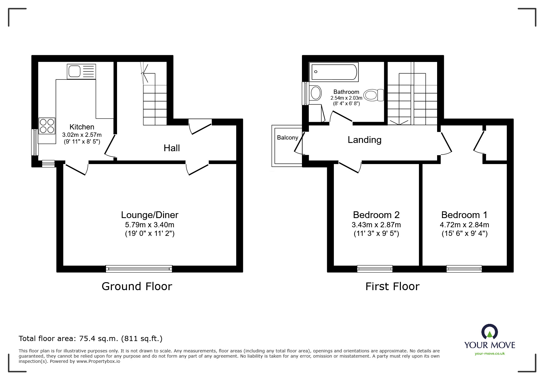 Floorplan of 2 bedroom Flat for sale, Christow Street, Leicester, Leicestershire, LE1