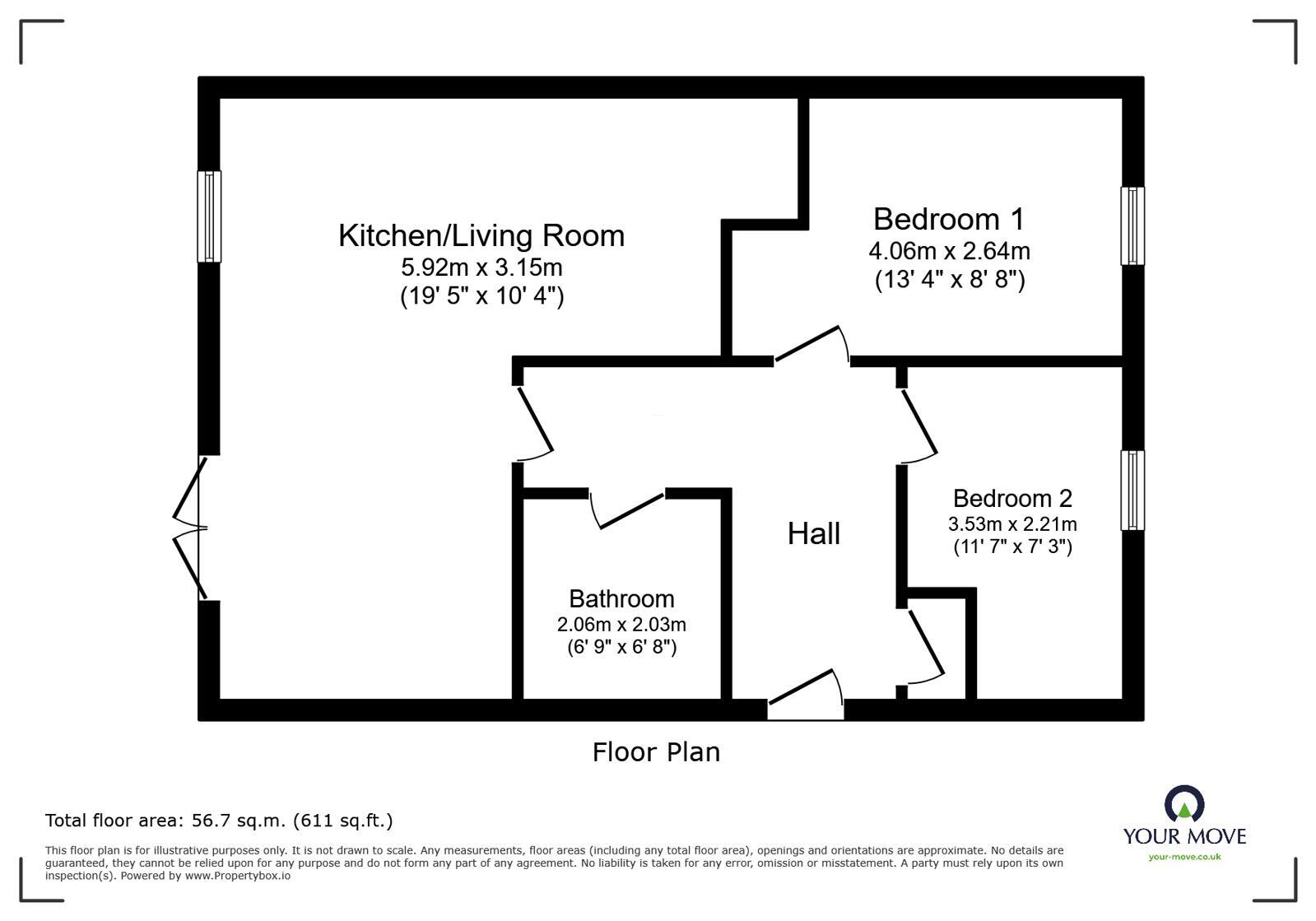 Floorplan of 2 bedroom Flat to rent, Bradgate Street, Leicester, Leicestershire, LE4