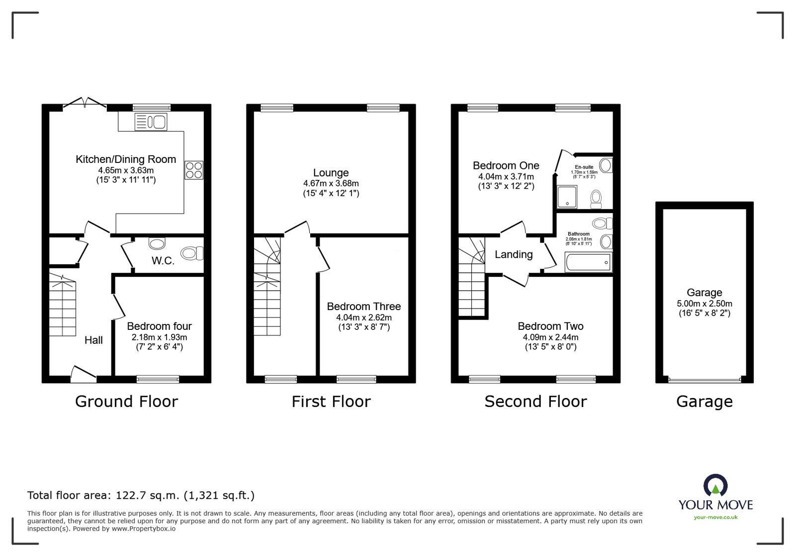Floorplan of 4 bedroom Mid Terrace House for sale, Palmer Square, Birstall, Leicestershire, LE4
