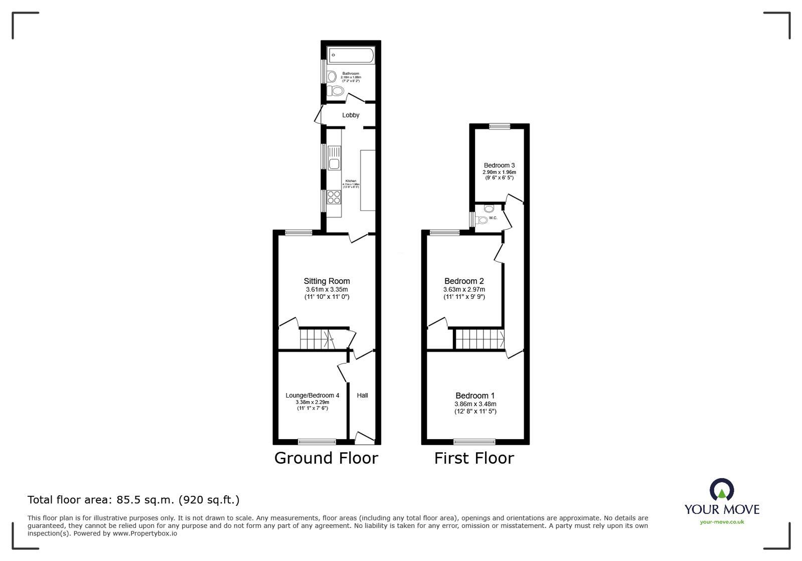 Floorplan of 3 bedroom Mid Terrace House for sale, Wolverton Road, Leicester, Leicestershire, LE3