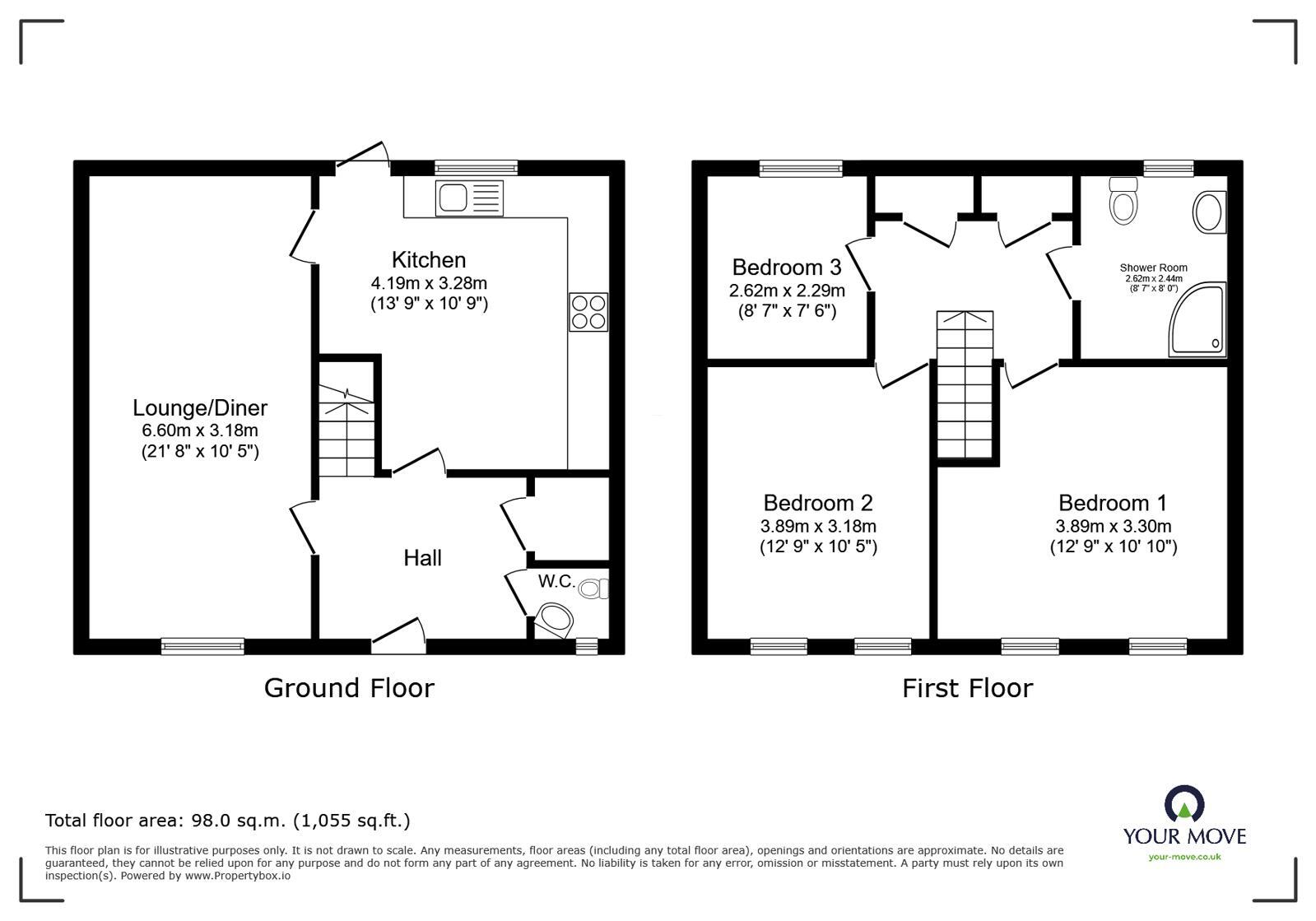 Floorplan of 3 bedroom Mid Terrace House for sale, Kings Lock Close, Leicester, Leicestershire, LE2