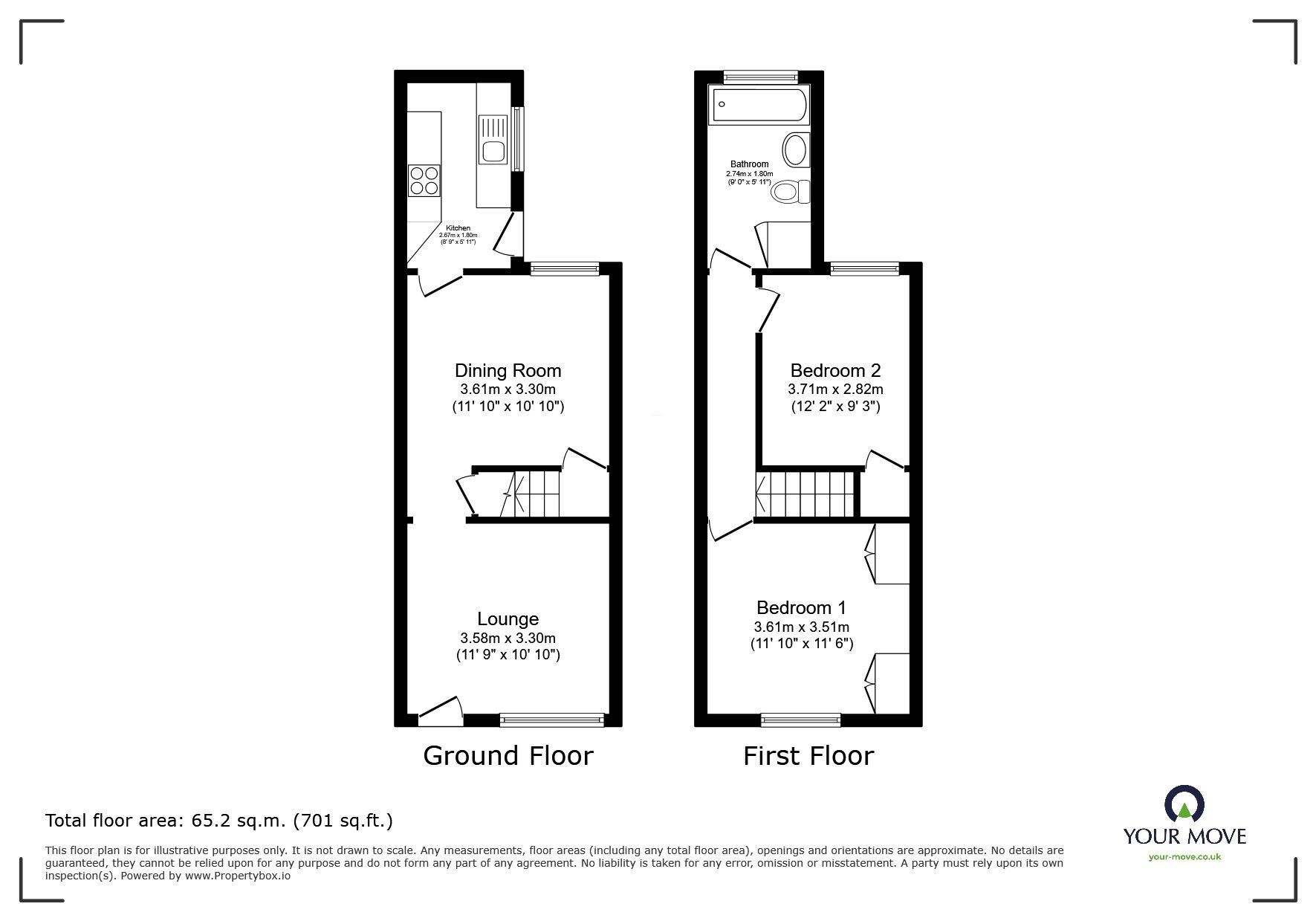 Floorplan of 2 bedroom End Terrace House to rent, Kingsley Street, Leicester, Leicestershire, LE2