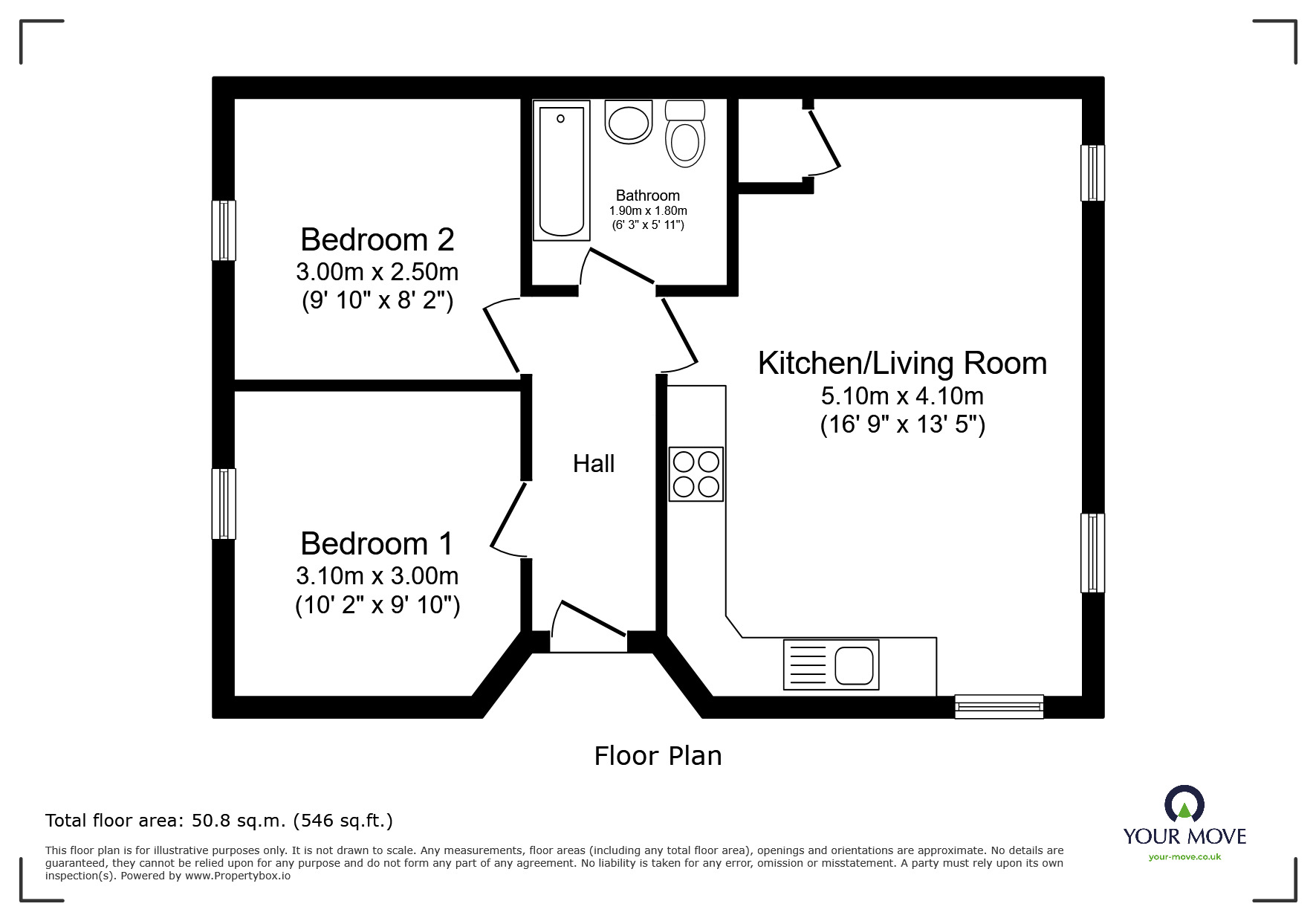 Floorplan of 2 bedroom Flat to rent, Sloane Close, Enderby, Leicestershire, LE19