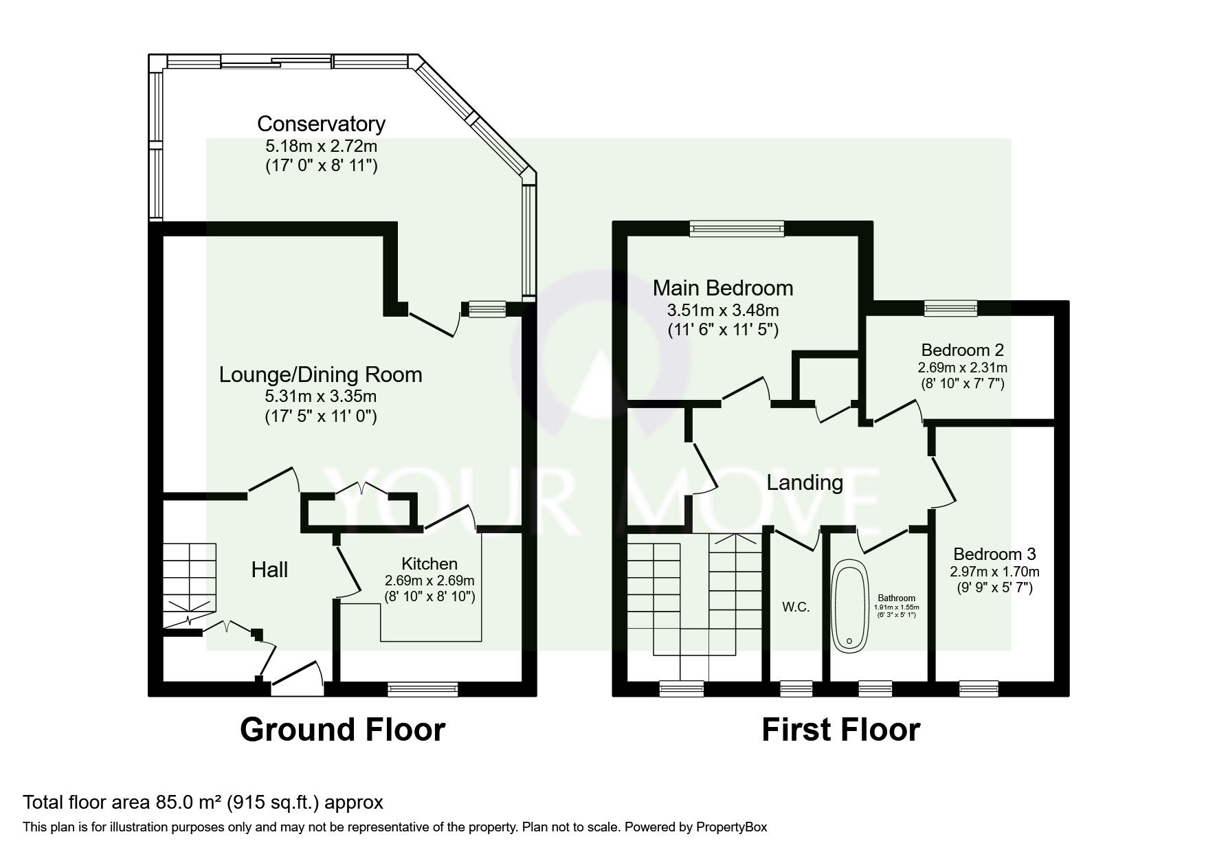 Floorplan of 3 bedroom End Terrace House for sale, Cross Hedge Close, Leicester, Leicestershire, LE4