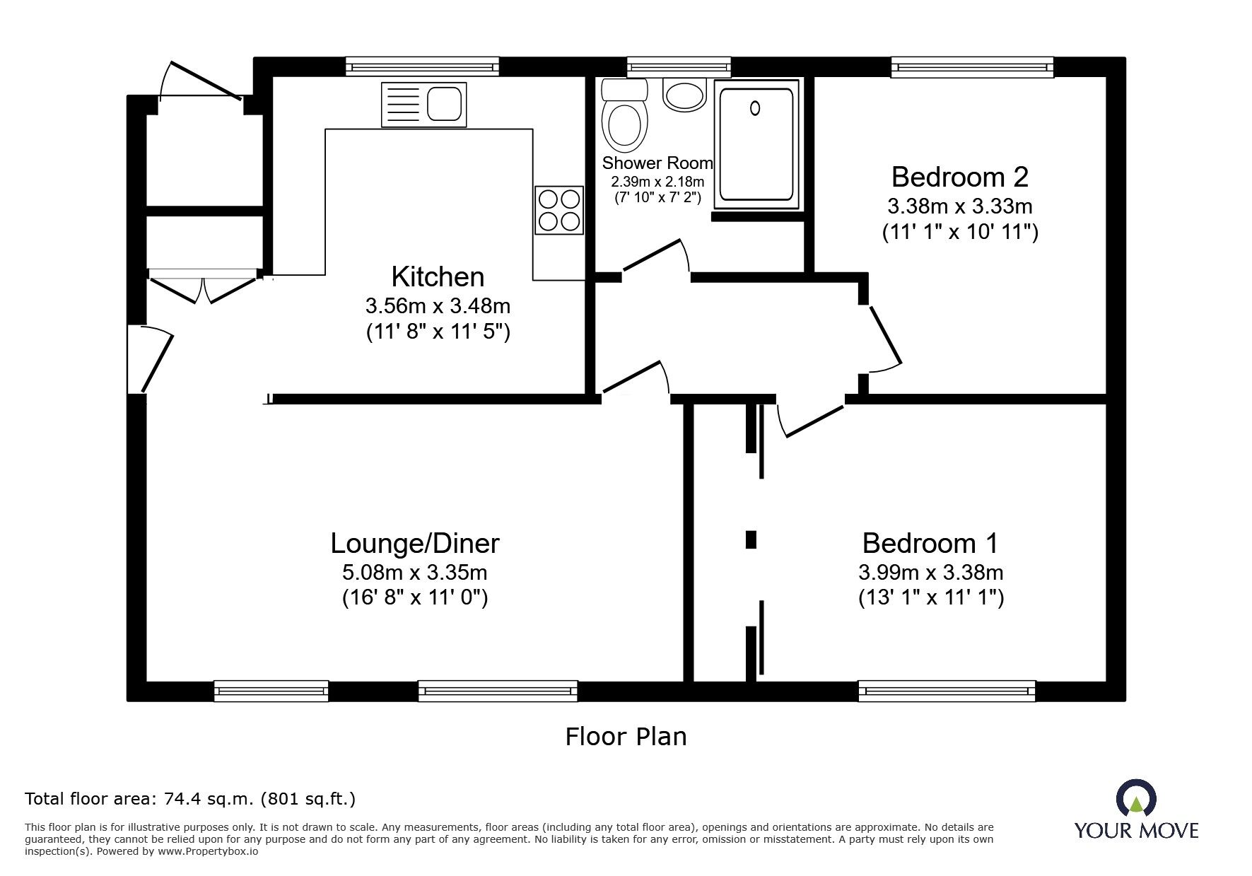 Floorplan of 2 bedroom Flat for sale, Garth Avenue, Leicester, Leicestershire, LE4