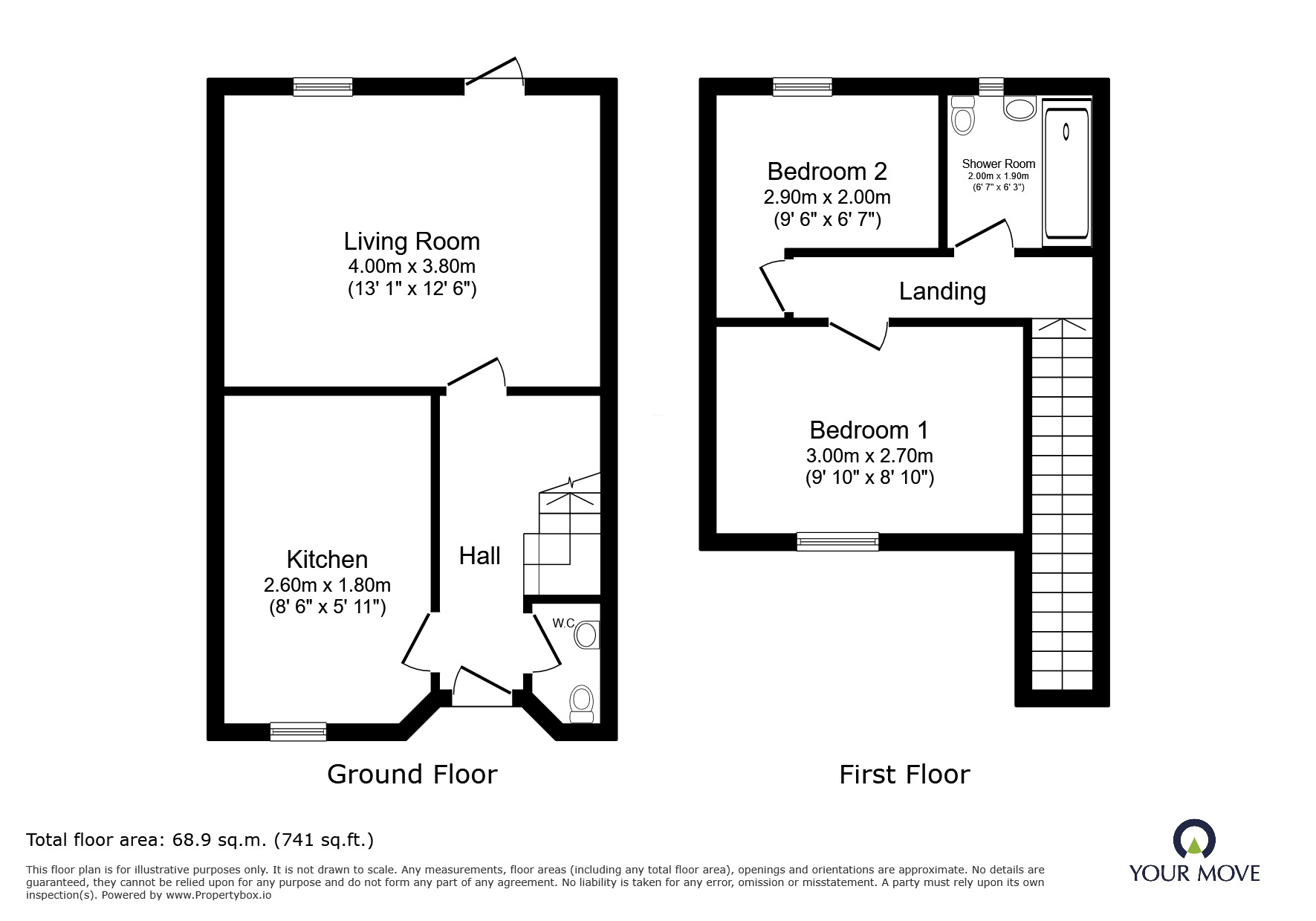 Floorplan of 2 bedroom Mid Terrace House to rent, Albert Court, Whetstone, Leicestershire, LE8