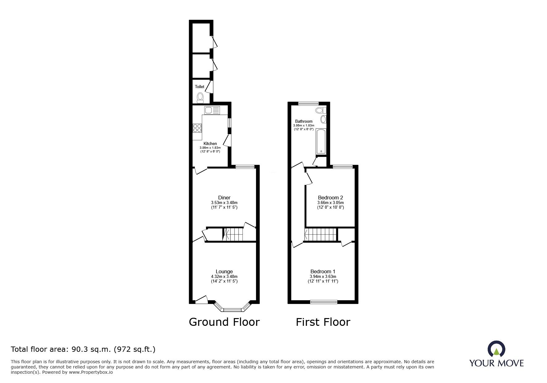 Floorplan of 2 bedroom Mid Terrace House for sale, Bonchurch Street, Leicester, Leicestershire, LE3