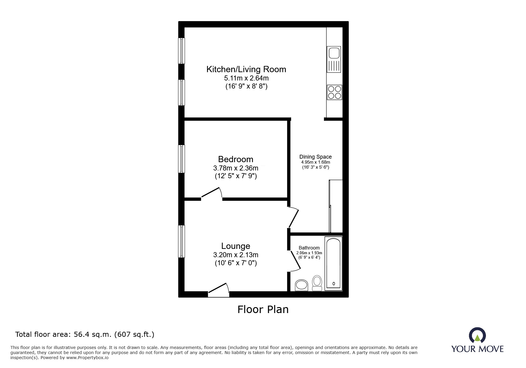 Floorplan of 1 bedroom Flat to rent, Bishop Street, Leicester, Leicestershire, LE1