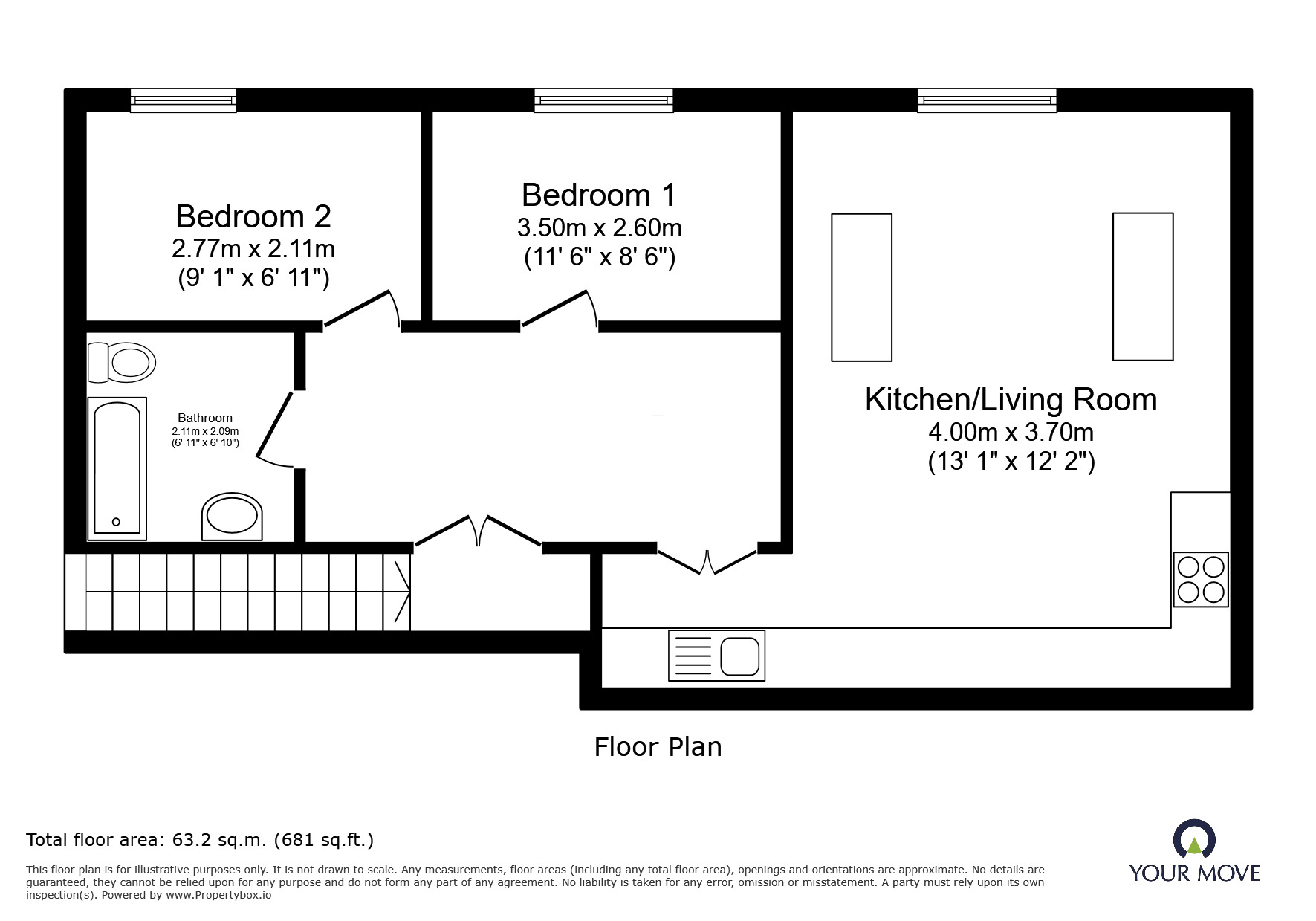 Floorplan of 2 bedroom Flat to rent, Bishop Street, Leicester, Leicestershire, LE1