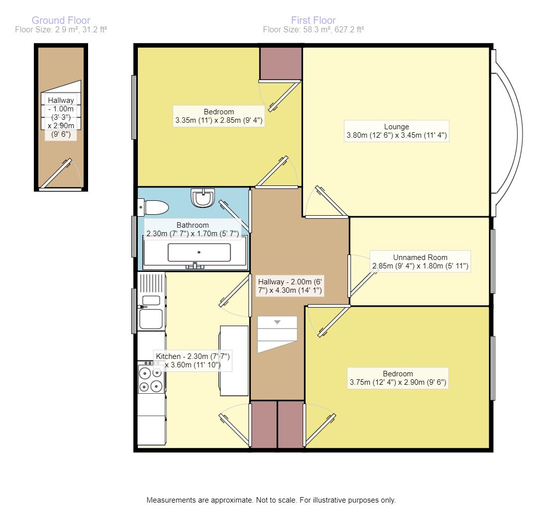 Floorplan of 2 bedroom Flat to rent, Sandringham Way, Leeds, West Yorkshire, LS17
