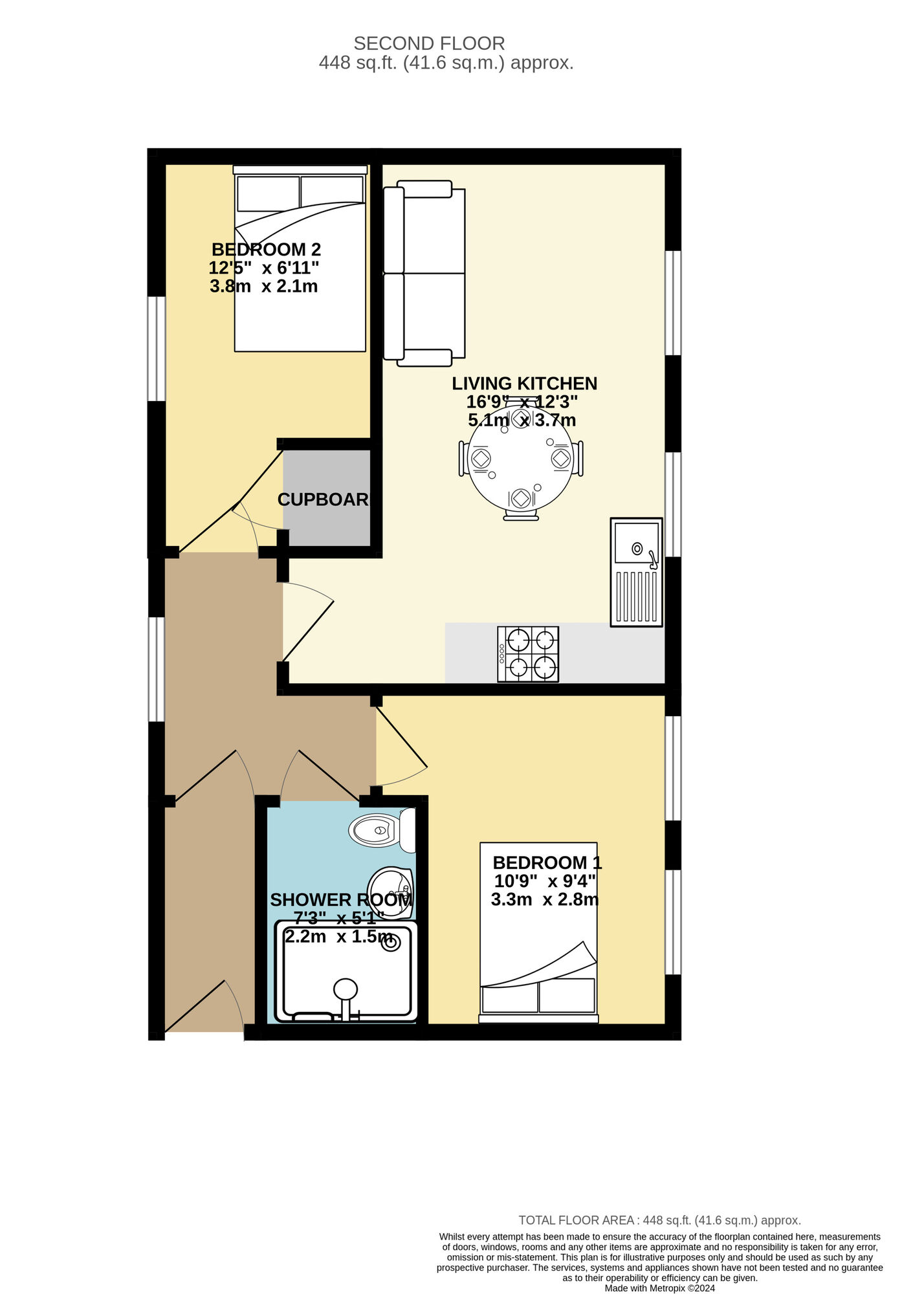 Floorplan of 2 bedroom  Flat for sale, Eyres Mill Side, Leeds, West Yorkshire, LS12