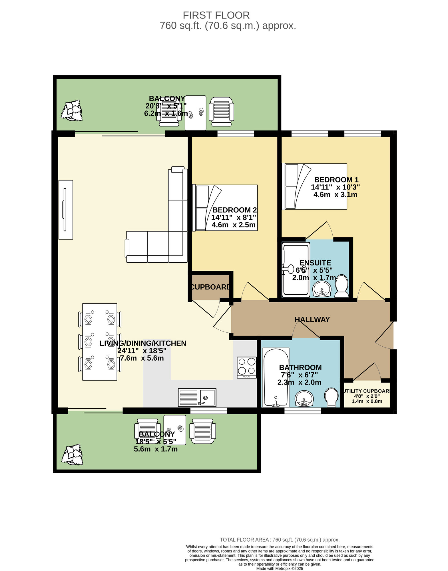 Floorplan of 2 bedroom  Flat for sale, Harewood Croft, Leeds, West Yorkshire, LS15