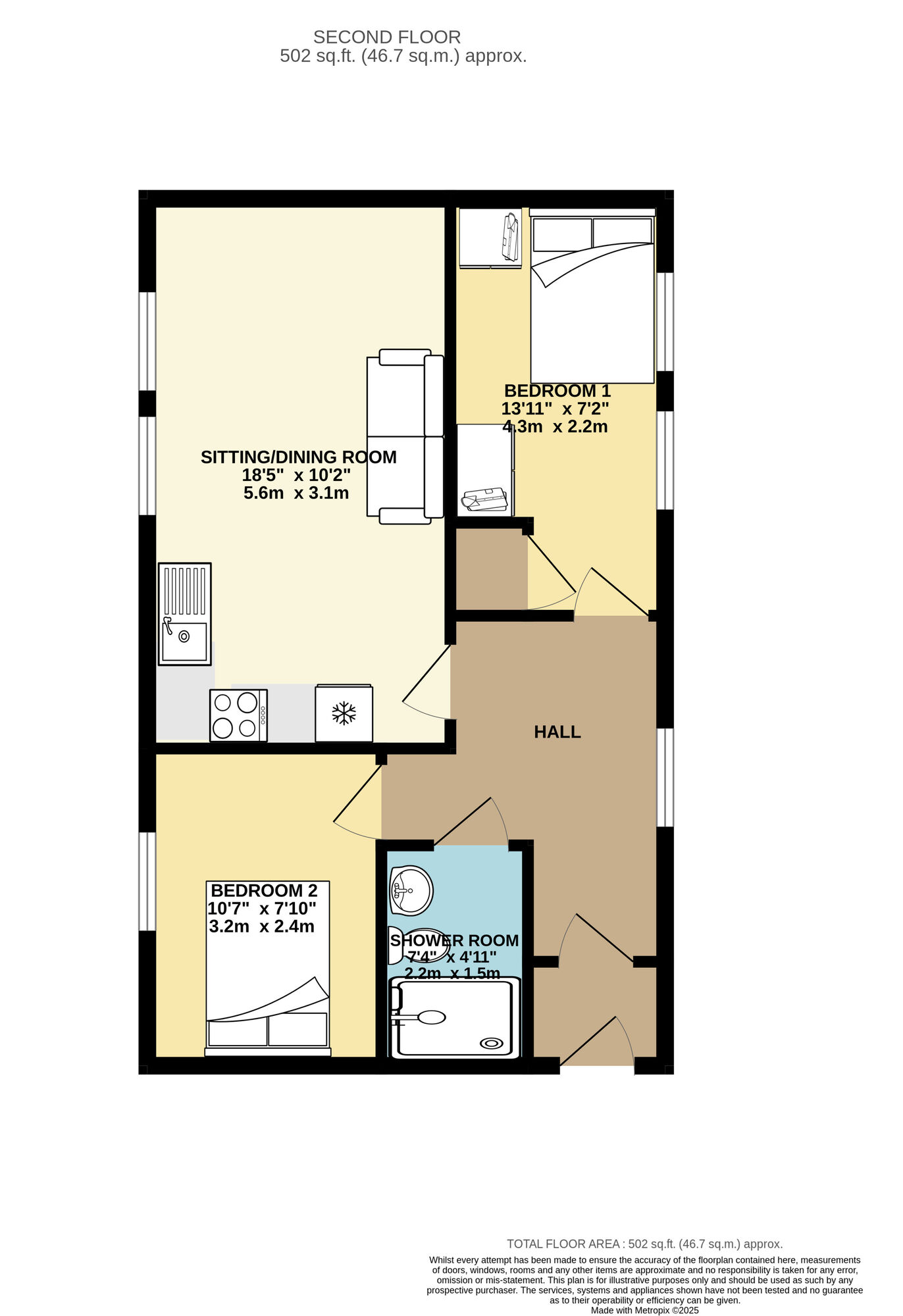 Floorplan of 2 bedroom  Flat to rent, Eyres Mill Side, Leeds, West Yorkshire, LS12