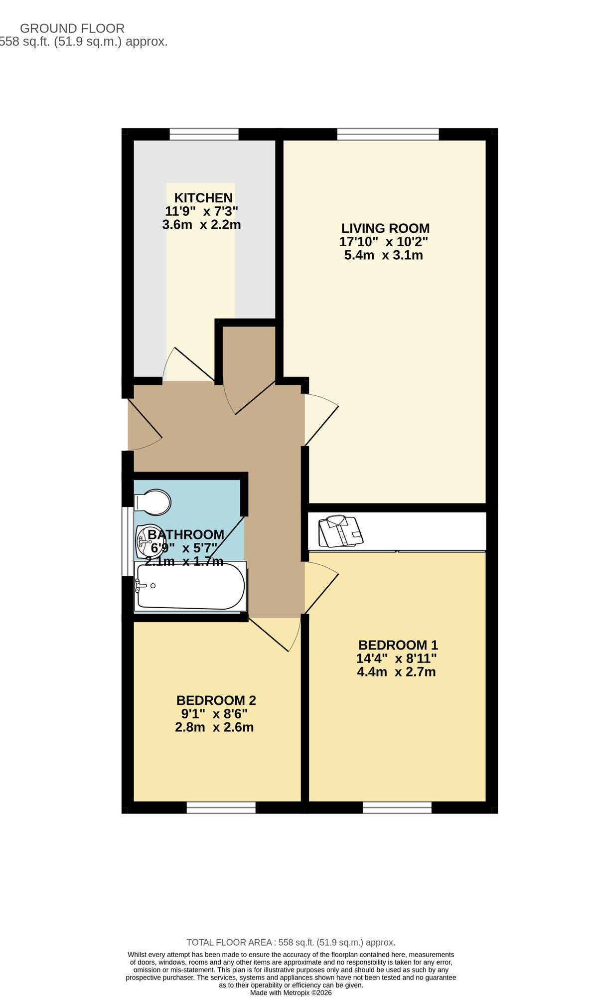 Floorplan of 2 bedroom Semi Detached Bungalow for sale, Ravensworth Close, Leeds, West Yorkshire, LS15
