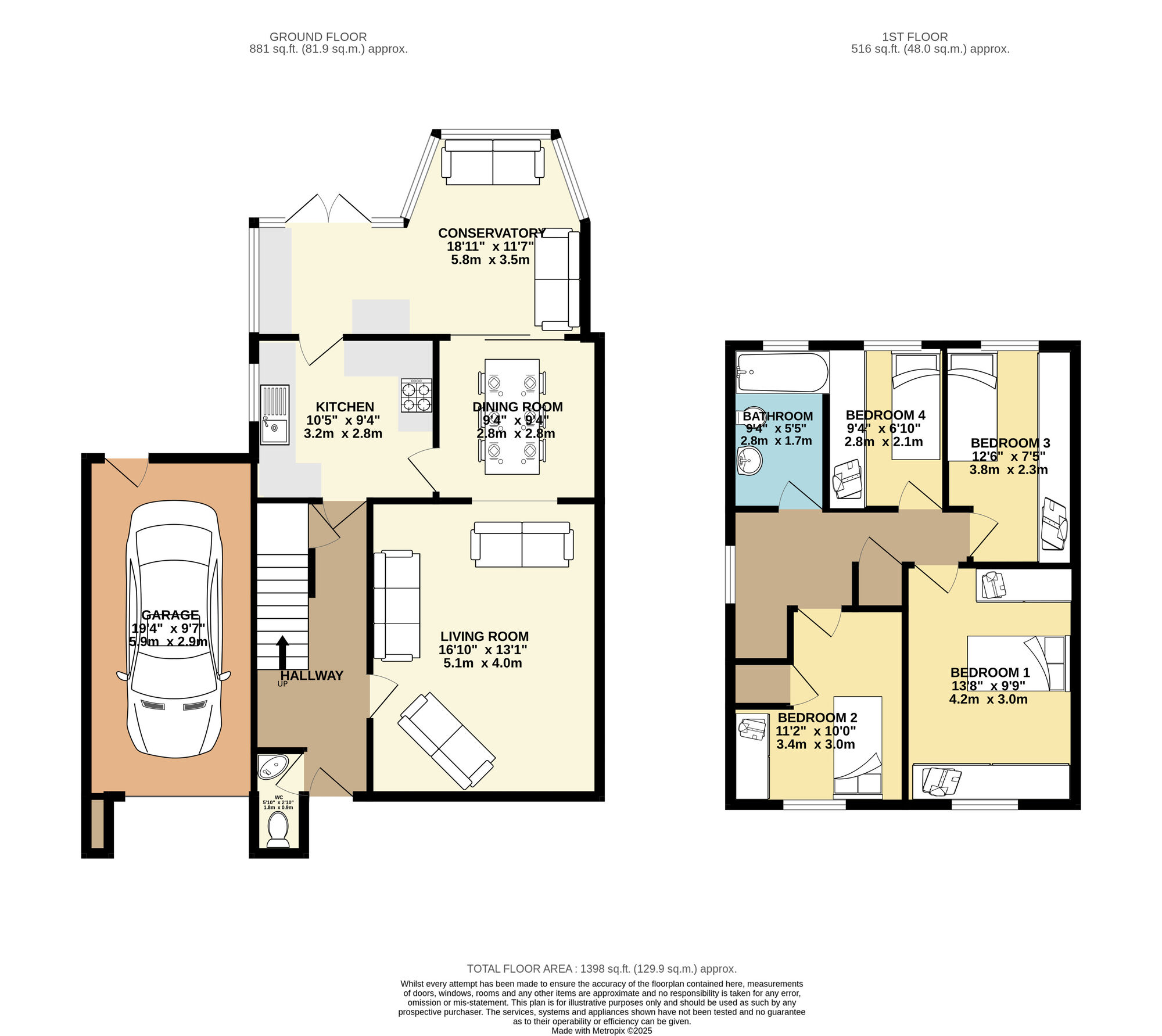 Floorplan of 4 bedroom Link Detached House for sale, Mail Close, Leeds, West Yorkshire, LS15