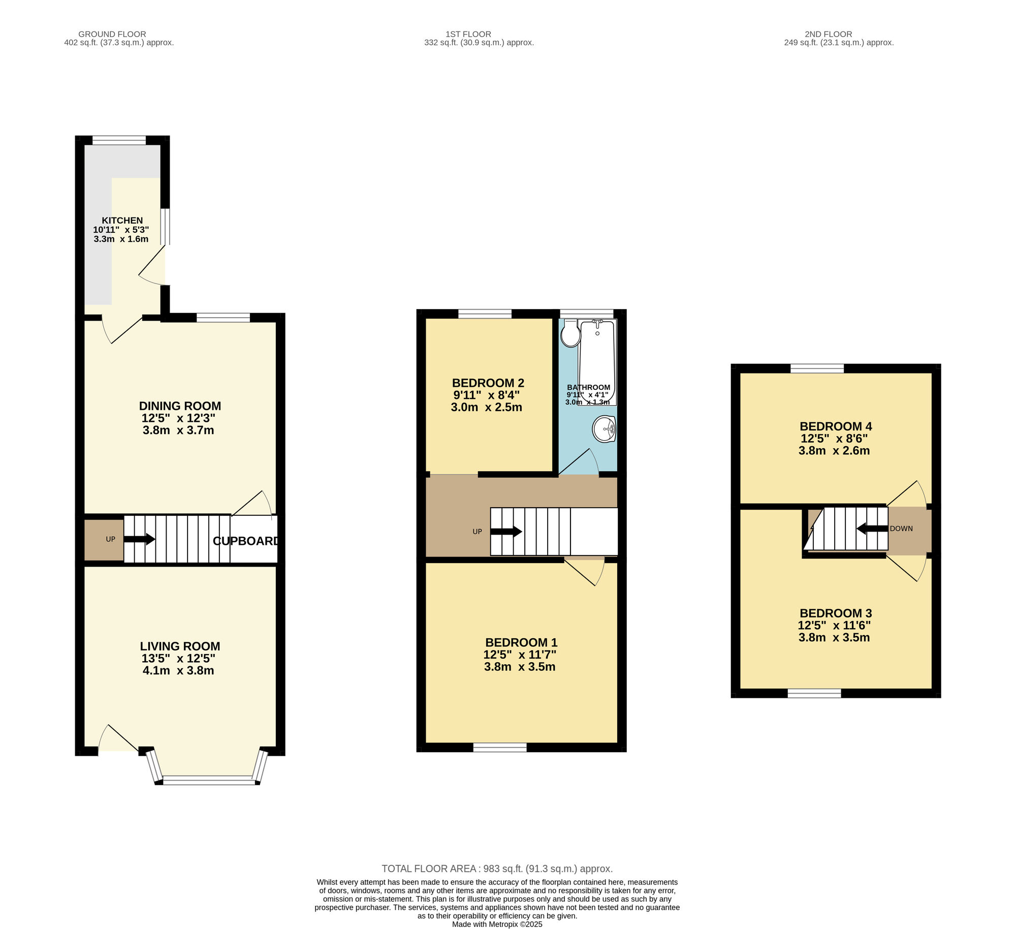 Floorplan of 4 bedroom Mid Terrace House for sale, Hovingham Terrace, Leeds, West Yorkshire, LS8