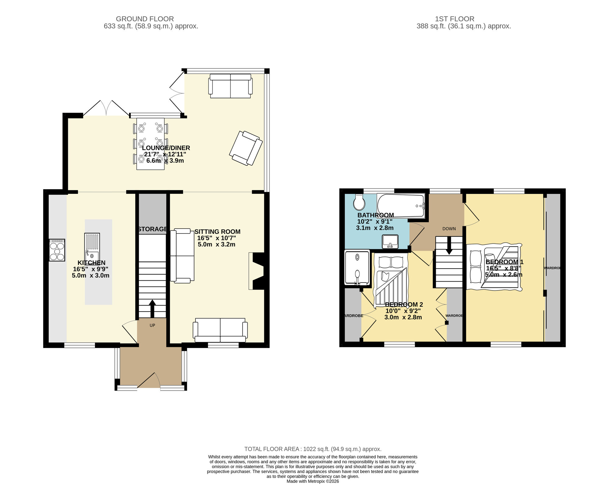 Floorplan of 2 bedroom End Terrace House for sale, Skelton Terrace, Leeds, West Yorkshire, LS9