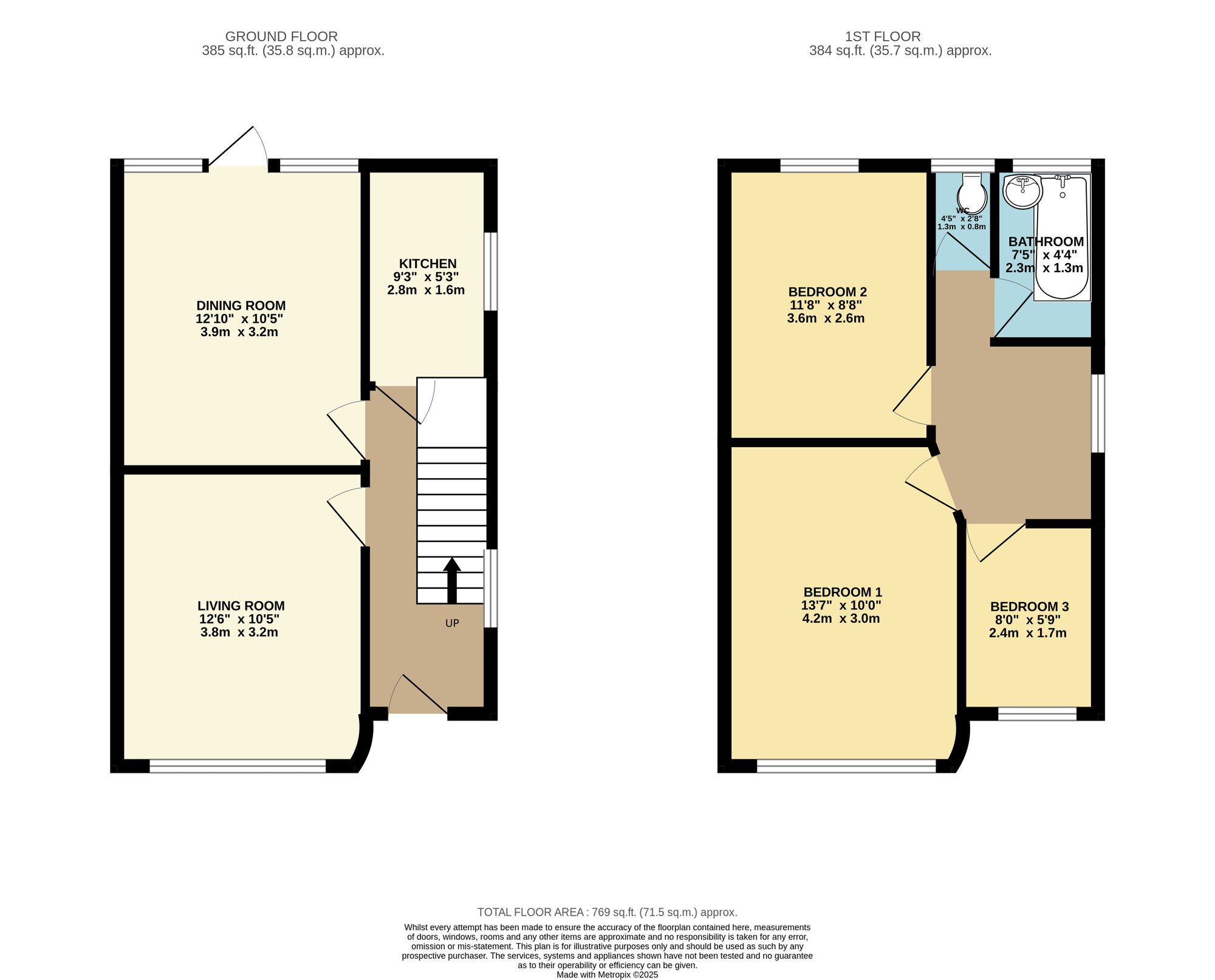 Floorplan of 3 bedroom Semi Detached House for sale, Vesper Gate Mount, Leeds, West Yorkshire, LS5