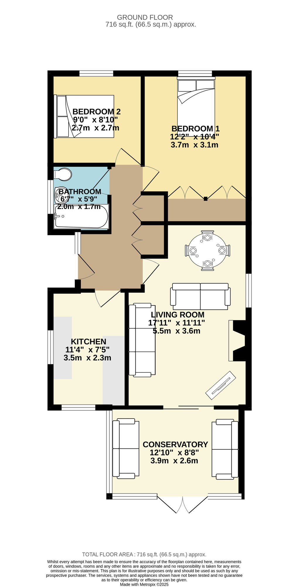 Floorplan of 2 bedroom Detached Bungalow for sale, Cherrywood Close, Leeds, West Yorkshire, LS14