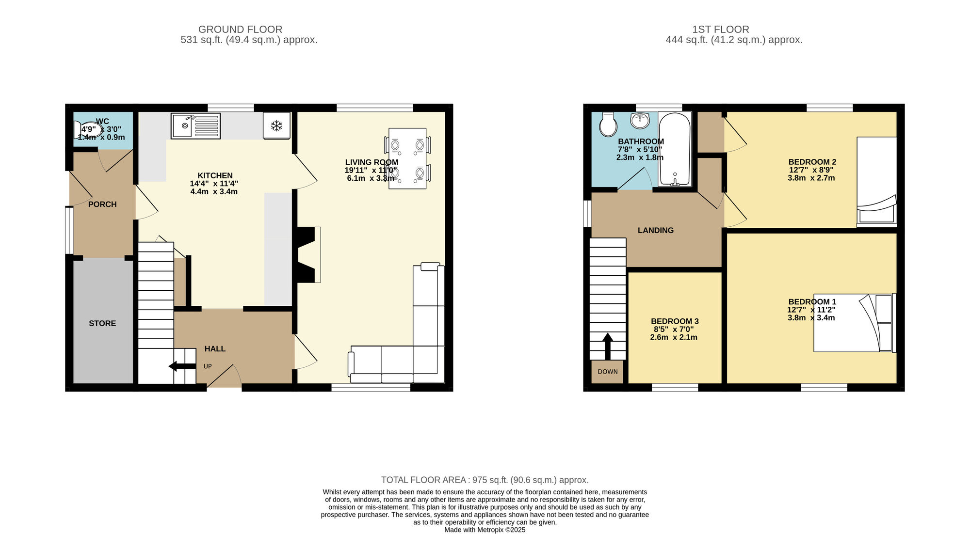 Floorplan of 3 bedroom Semi Detached House for sale, Asket Avenue, Leeds, West Yorkshire, LS14