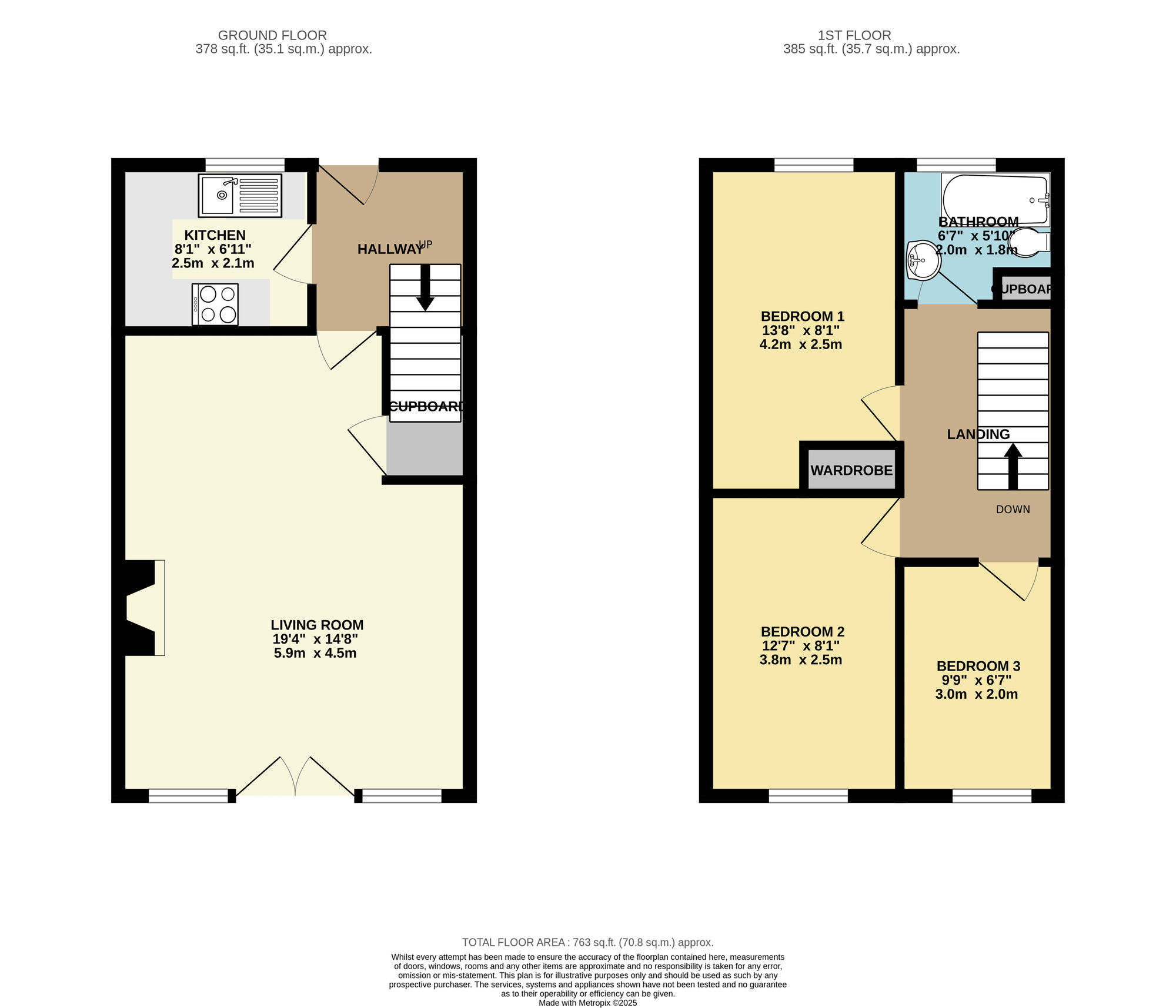 Floorplan of 3 bedroom Mid Terrace House for sale, White Laithe Close, Leeds, LS14