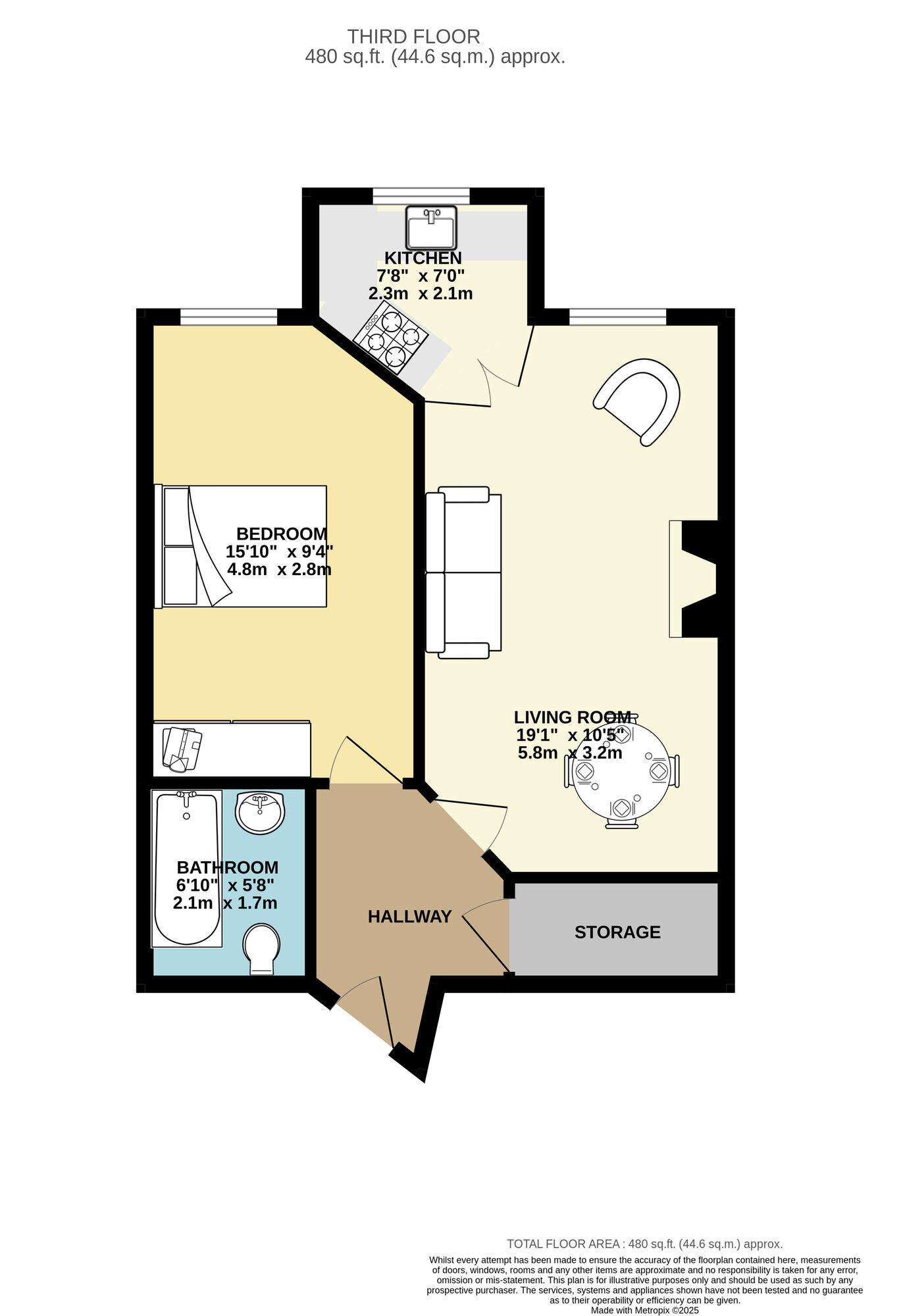 Floorplan of 1 bedroom  Flat for sale, Park Avenue, Roundhay, West Yorkshire, LS8