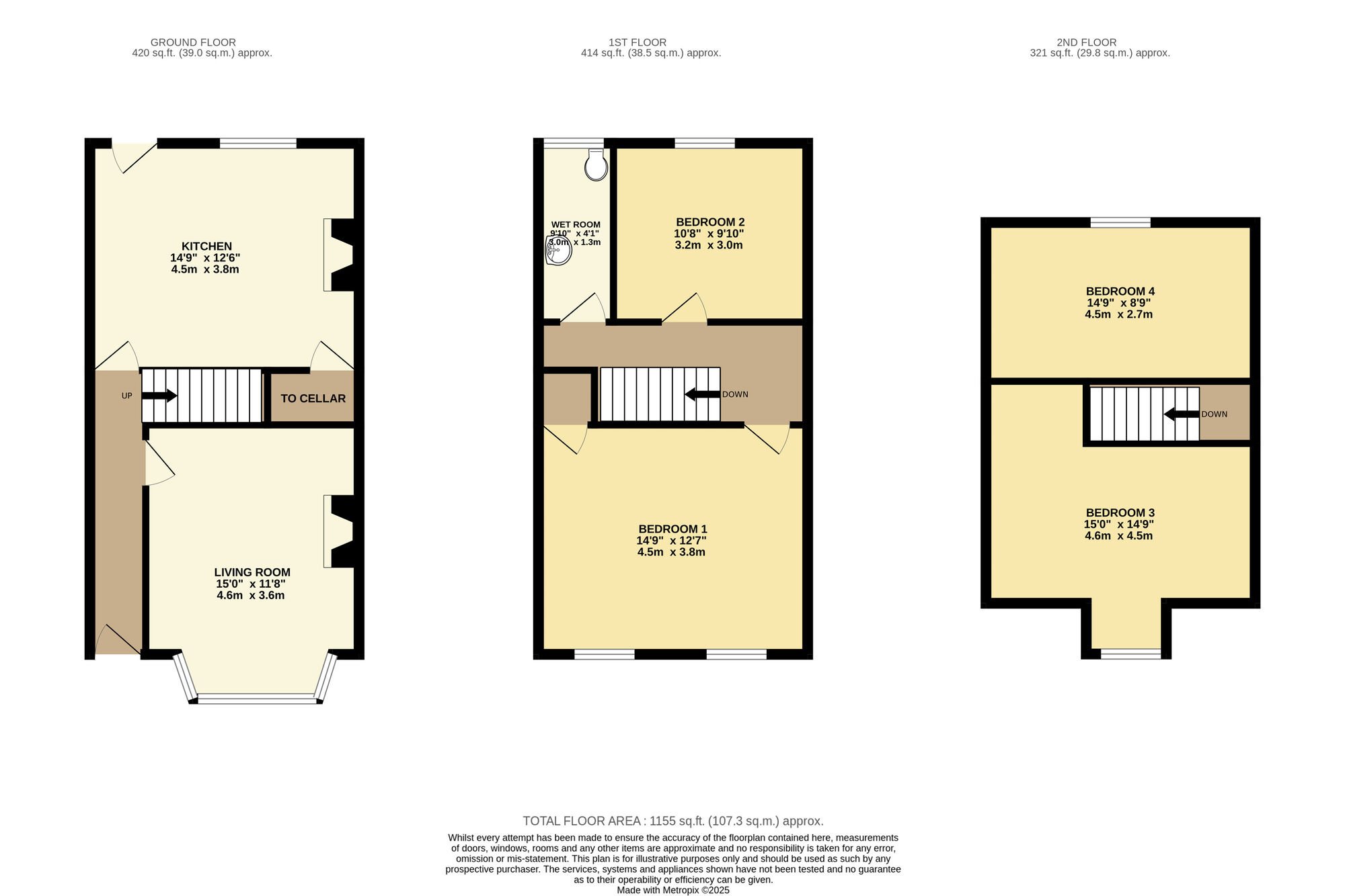 Floorplan of 4 bedroom Mid Terrace House for sale, Lascelles Terrace, Leeds, West Yorkshire, LS8