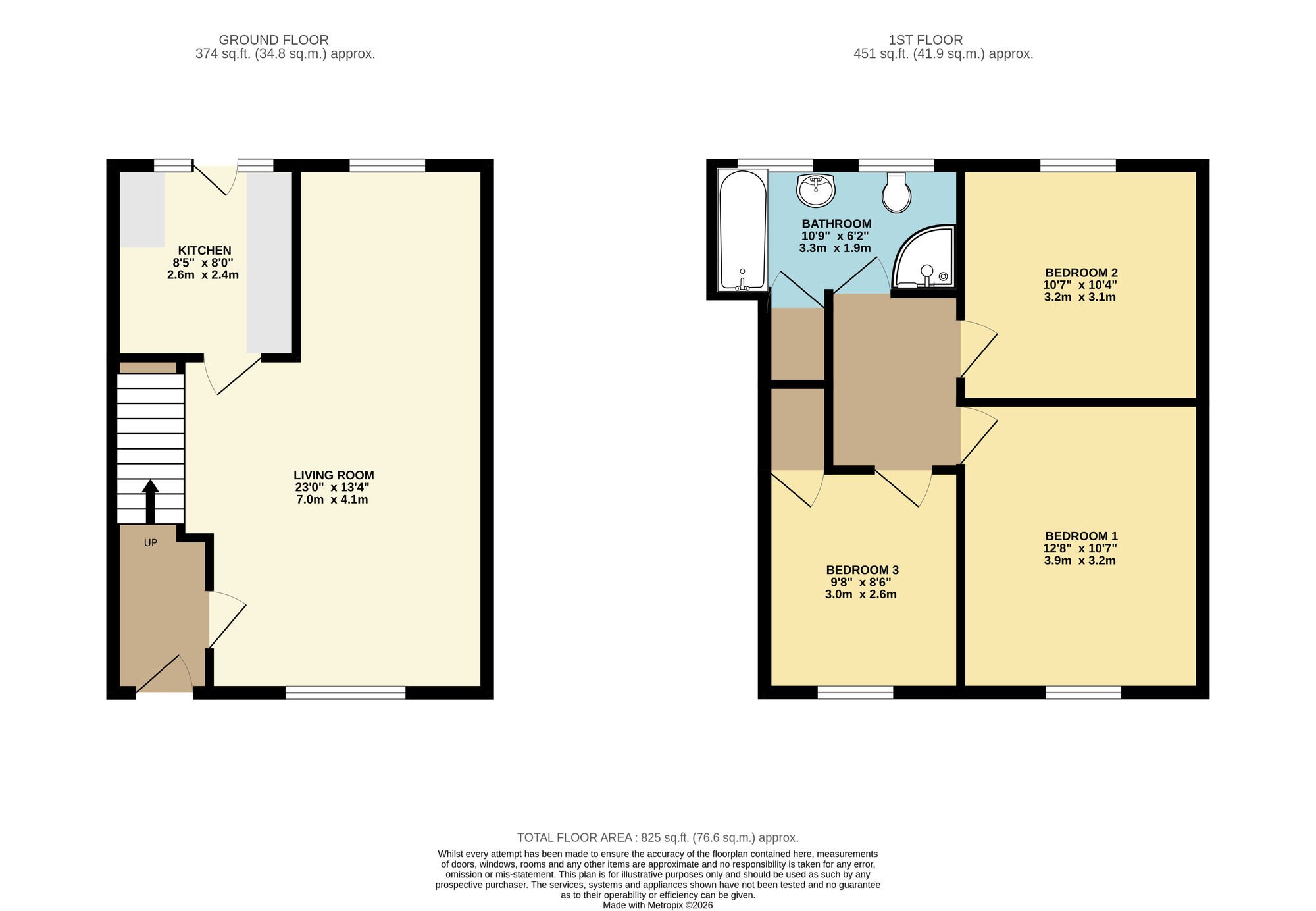 Floorplan of 3 bedroom Mid Terrace House for sale, Sandiford Terrace, Leeds, West Yorkshire, LS15