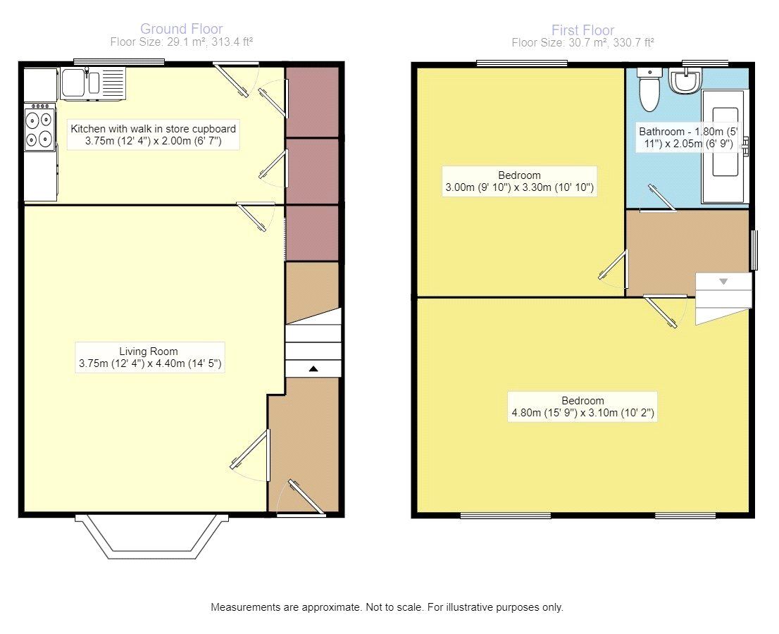 Floorplan of 2 bedroom Semi Detached House for sale, Skelwith Approach, Leeds, LS14
