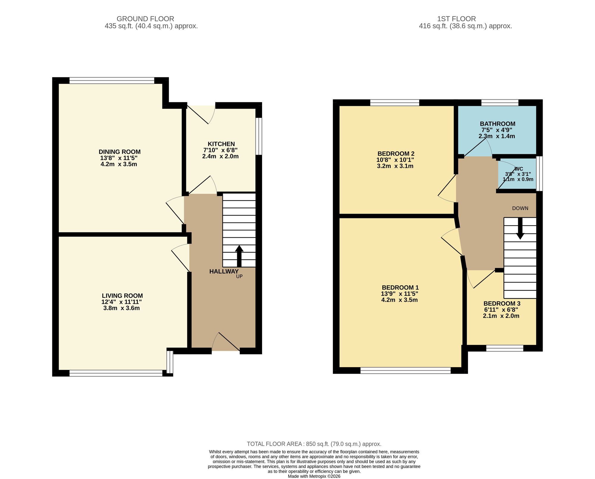 Floorplan of 3 bedroom Semi Detached House for sale, Manston Crescent, Leeds, West Yorkshire, LS15