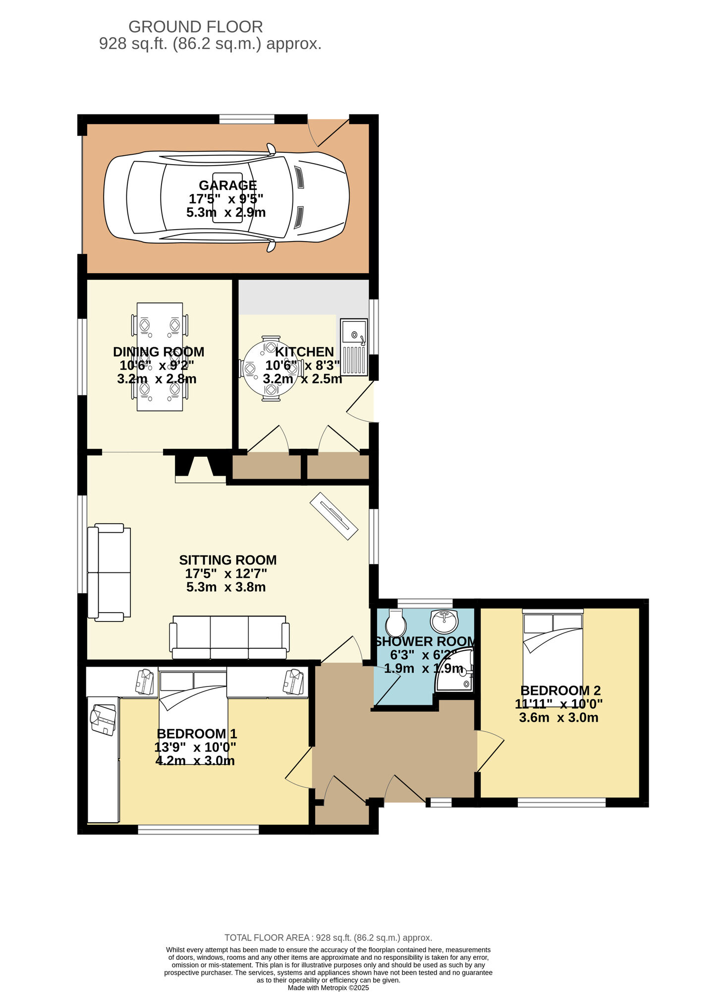 Floorplan of 2 bedroom Detached Bungalow for sale, Templegate View, Leeds, West Yorkshire, LS15