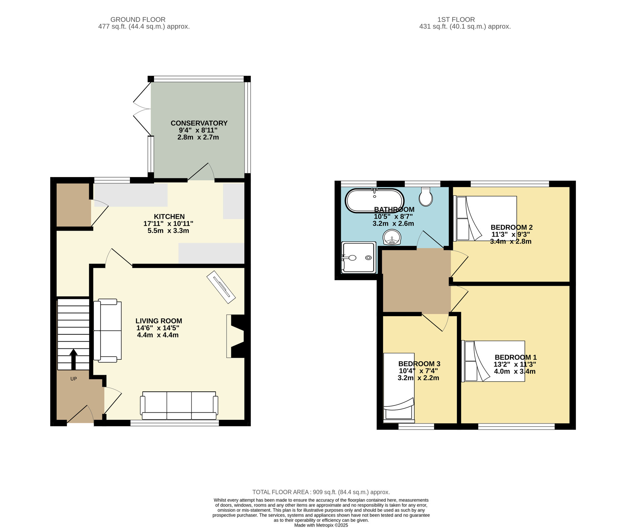 Floorplan of 3 bedroom Mid Terrace House for sale, Potternewton Lane, Leeds, West Yorkshire, LS7