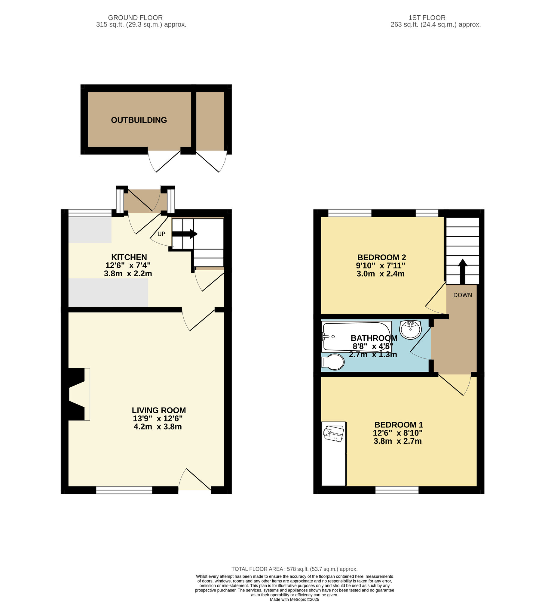 Floorplan of 2 bedroom Mid Terrace House for sale, South View, Leeds, West Yorkshire, LS15