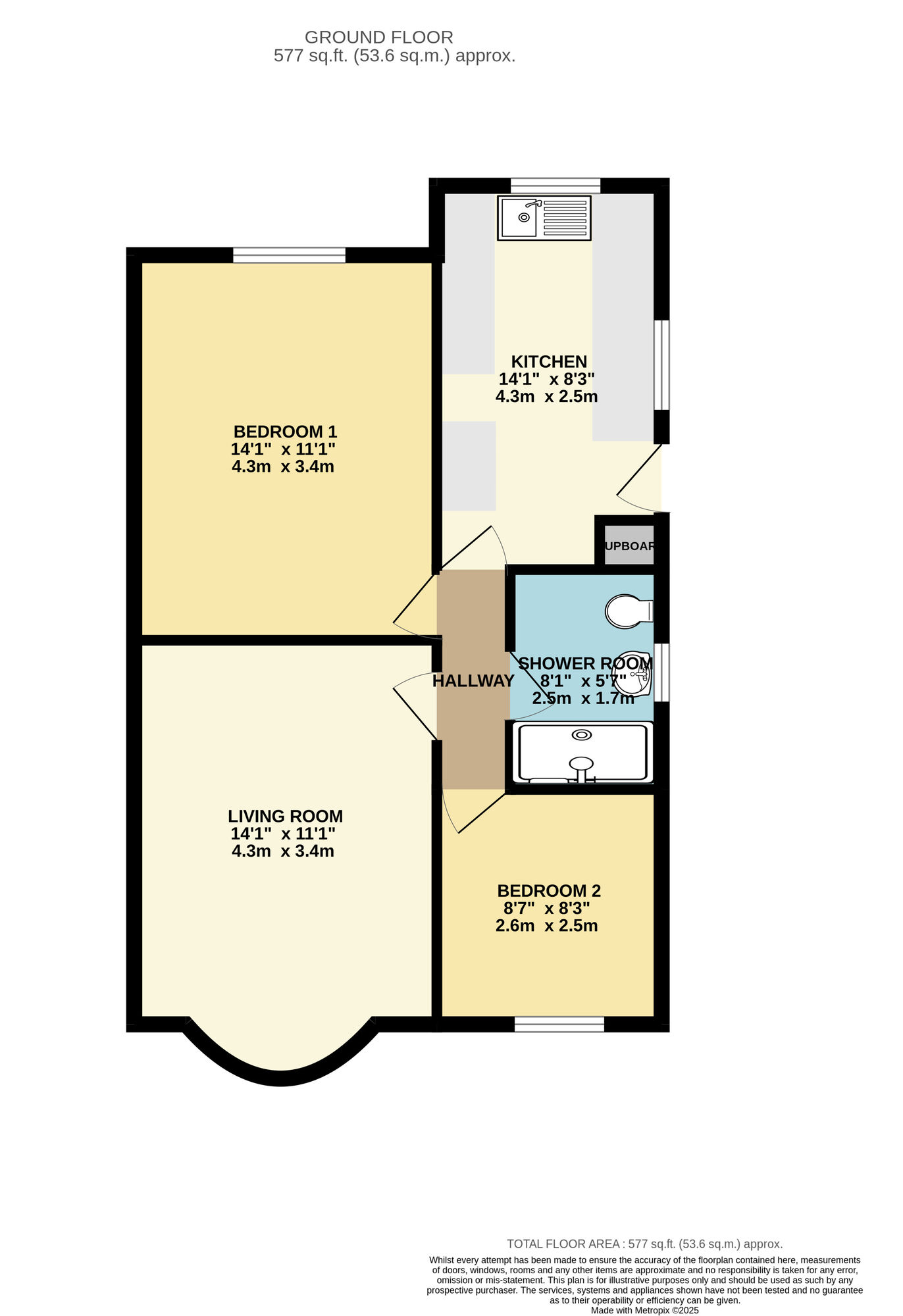 Floorplan of 2 bedroom Semi Detached Bungalow to rent, Kennerleigh Walk, Leeds, West Yorkshire, LS15