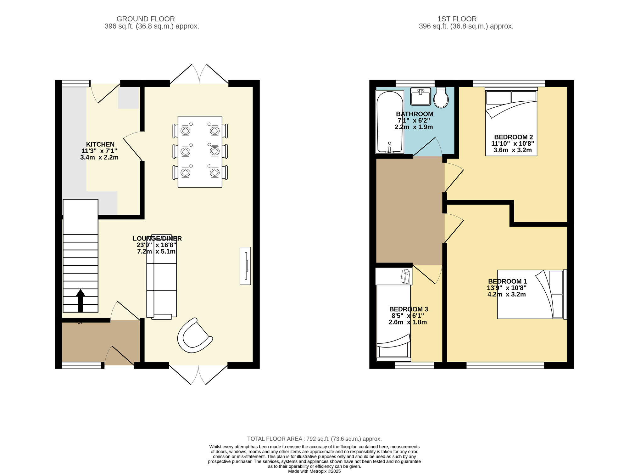 Floorplan of 3 bedroom Mid Terrace House for sale, Gray Court, Leeds, West Yorkshire, LS15