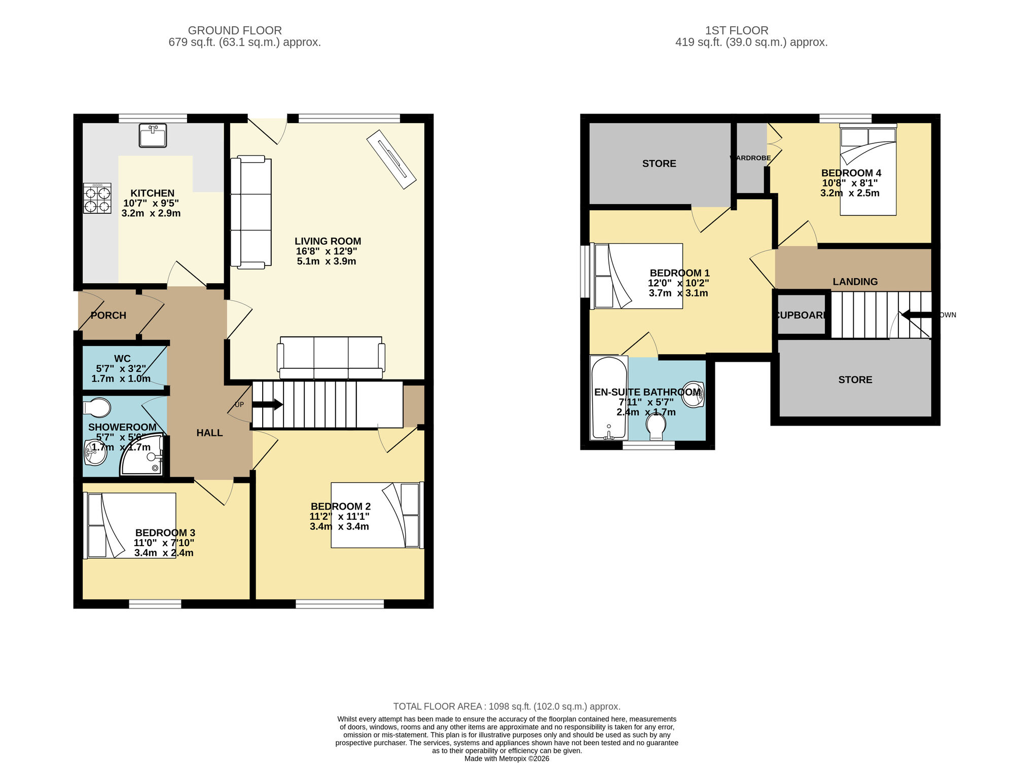 Floorplan of 4 bedroom Semi Detached House for sale, Red Hall Walk, Leeds, West Yorkshire, LS14