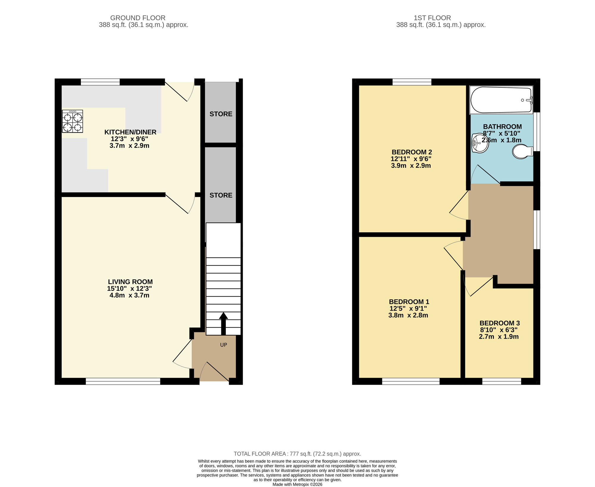 Floorplan of 3 bedroom Semi Detached House to rent, Kelmscott Crescent, Leeds, West Yorkshire, LS15