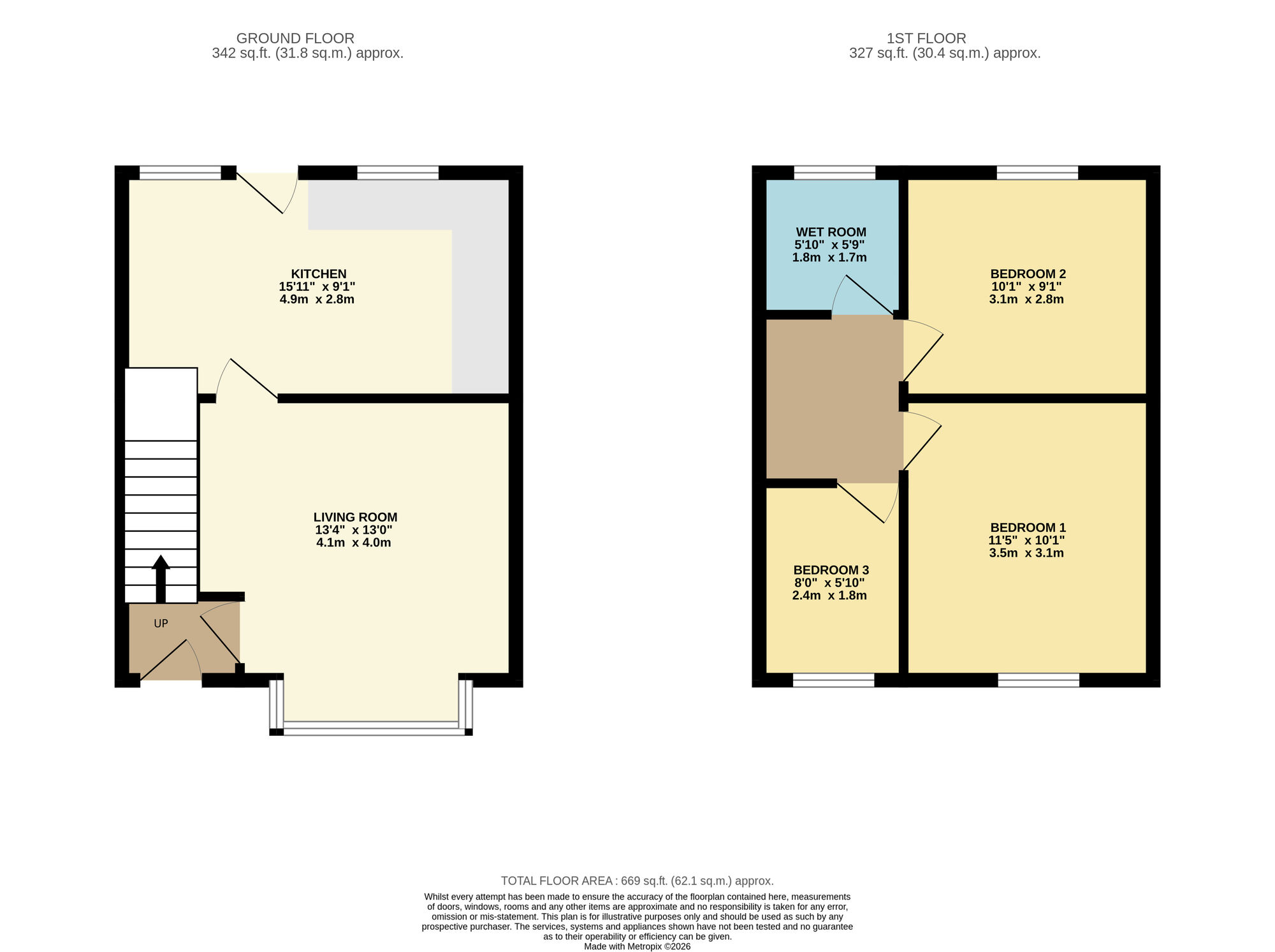 Floorplan of 3 bedroom Mid Terrace House for sale, Dawlish Mount, Leeds, West Yorkshire, LS9